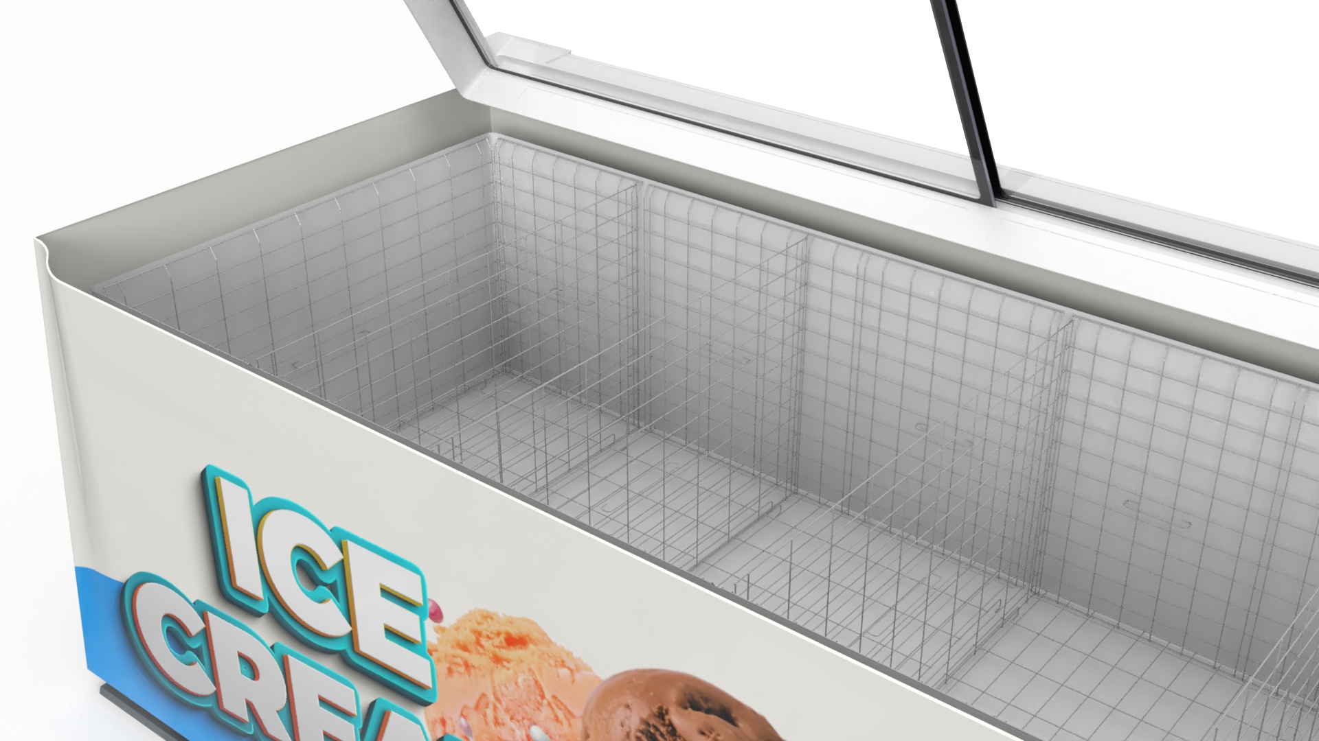 3D Ice Cream Chest Freezer model