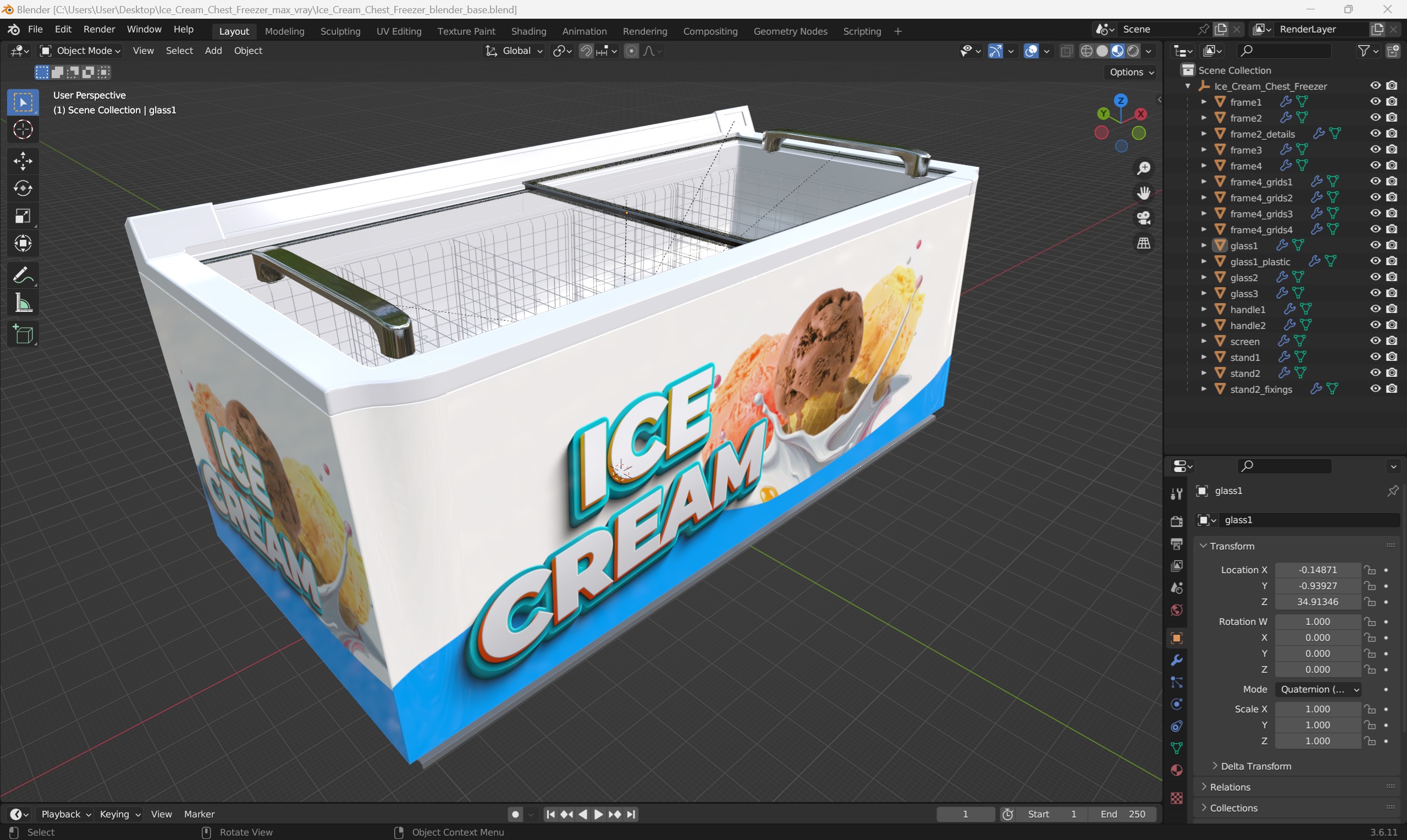 3D Ice Cream Chest Freezer model
