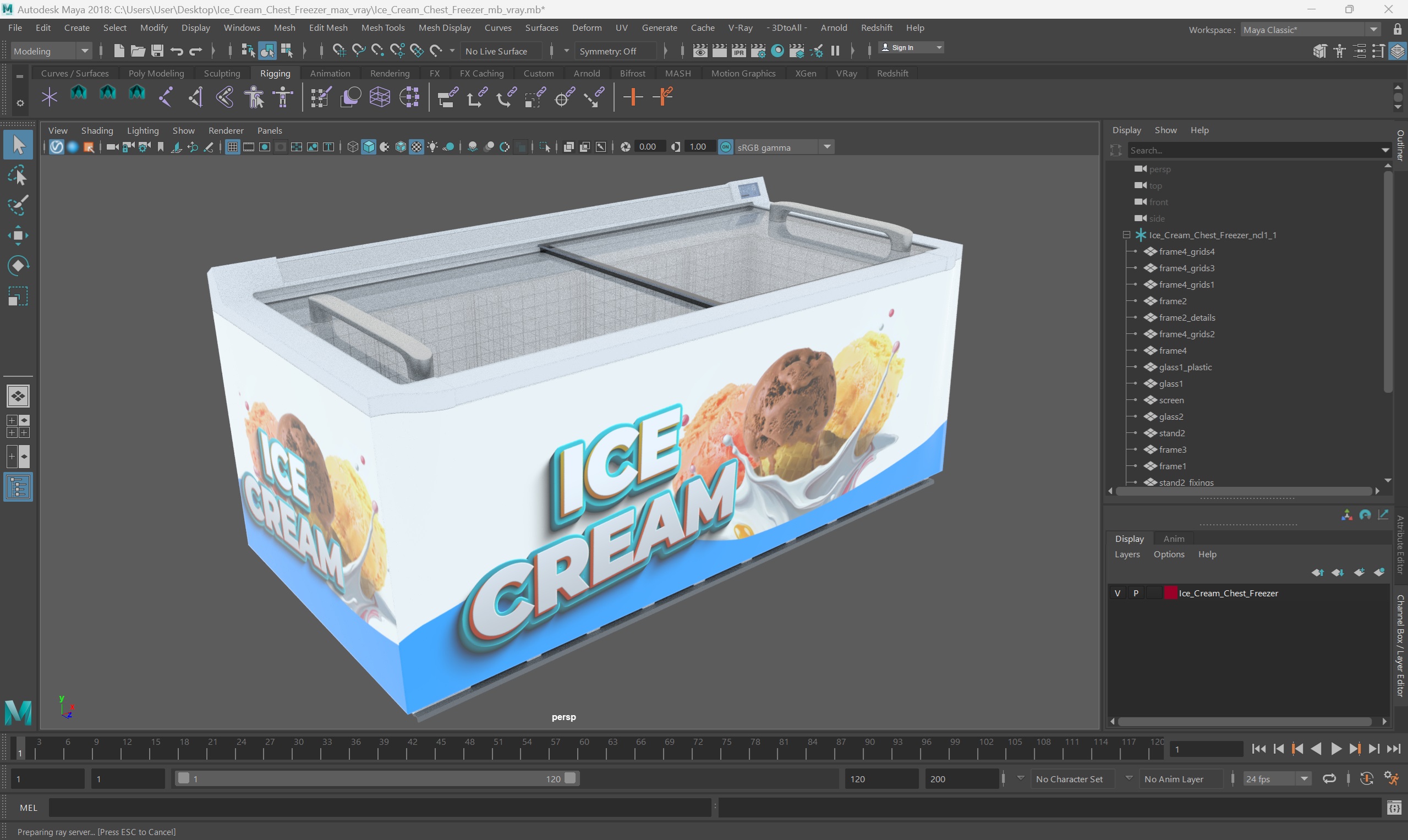 3D Ice Cream Chest Freezer model