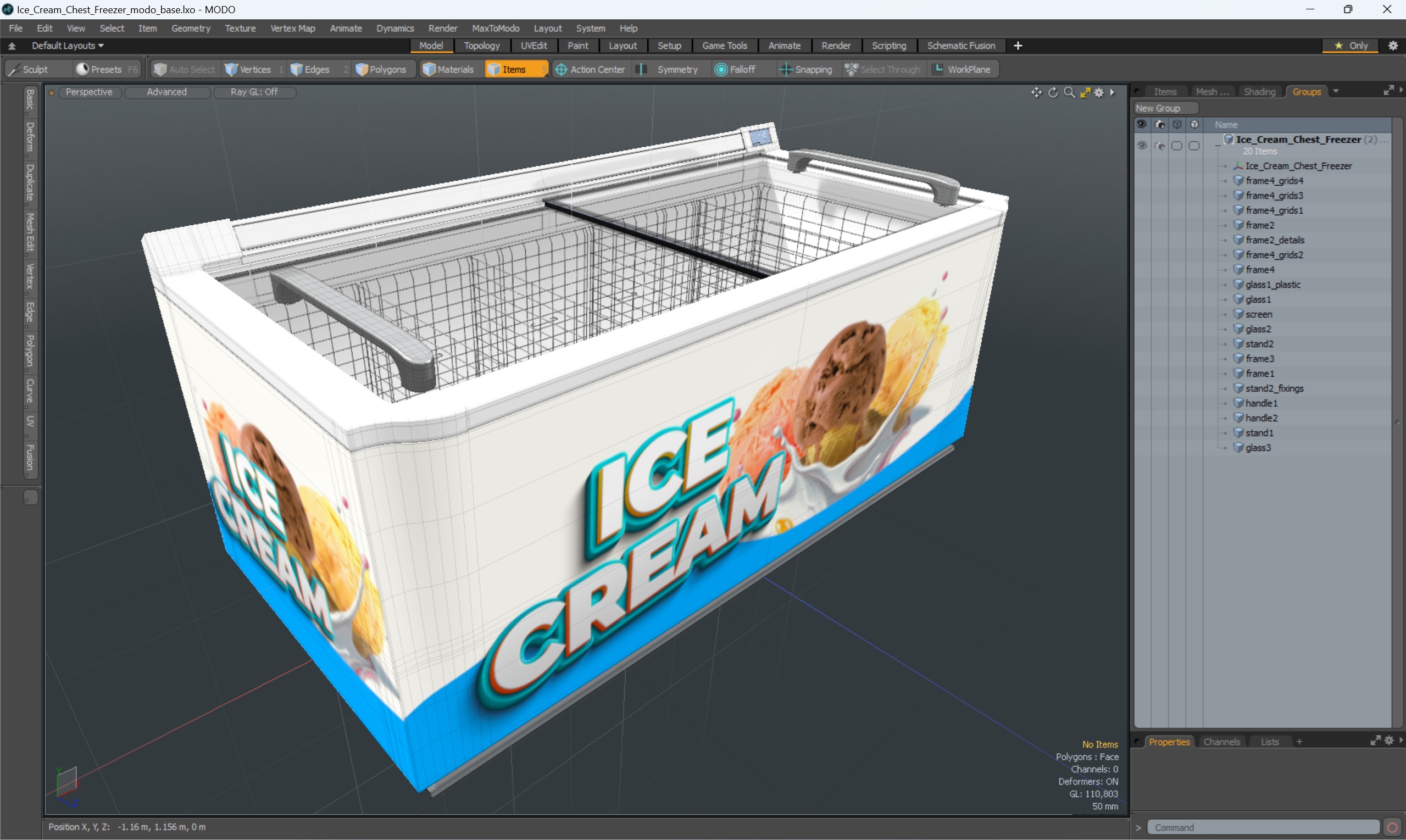 3D Ice Cream Chest Freezer model