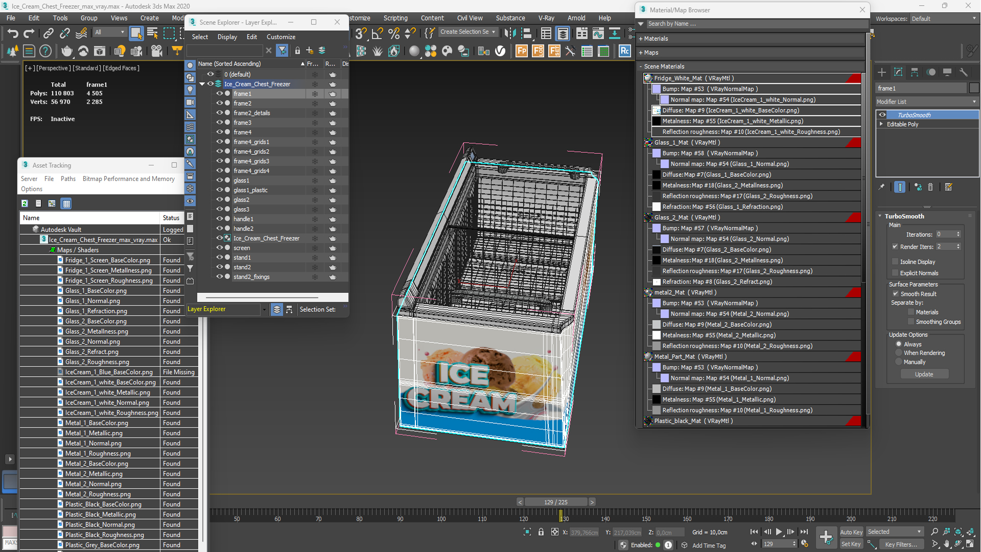 3D Ice Cream Chest Freezer model