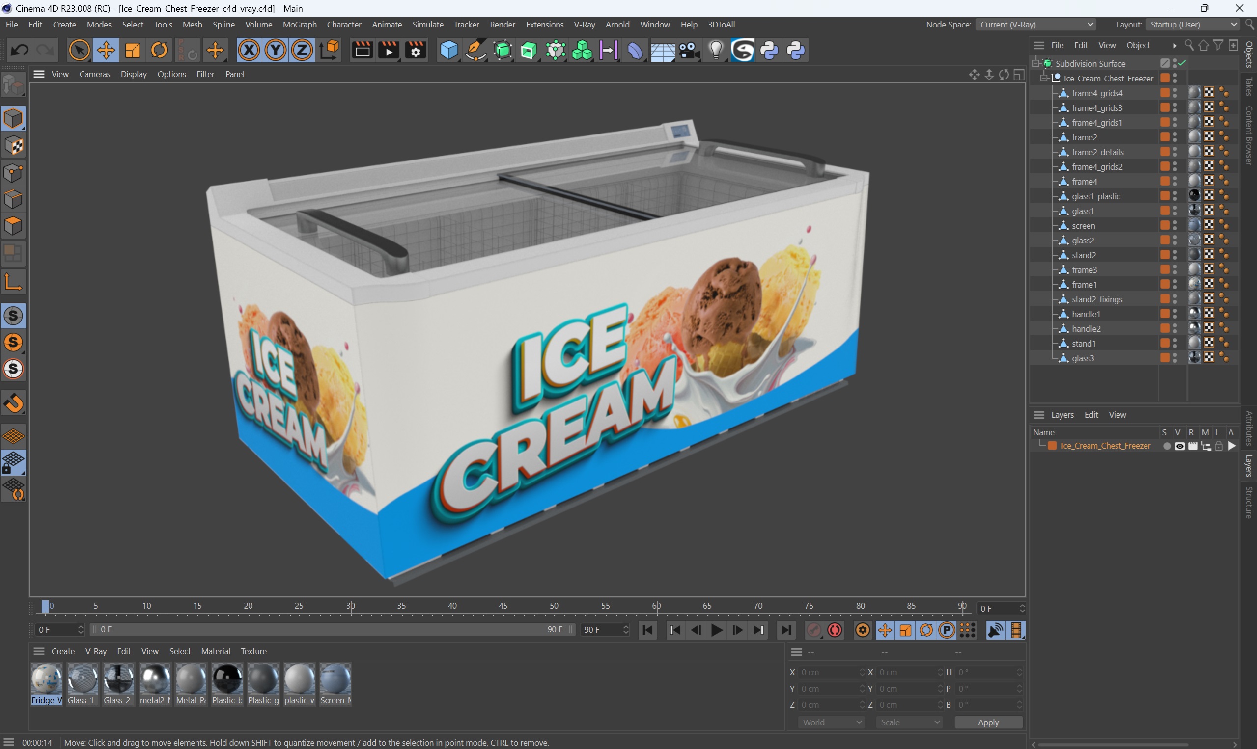 3D Ice Cream Chest Freezer model