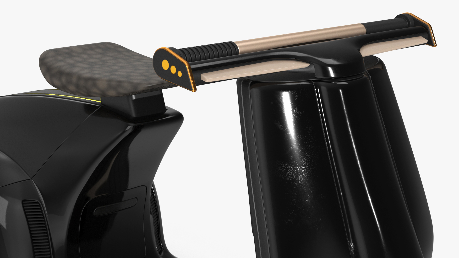 3D Designer Black Electric Scooter Parked Lights On model