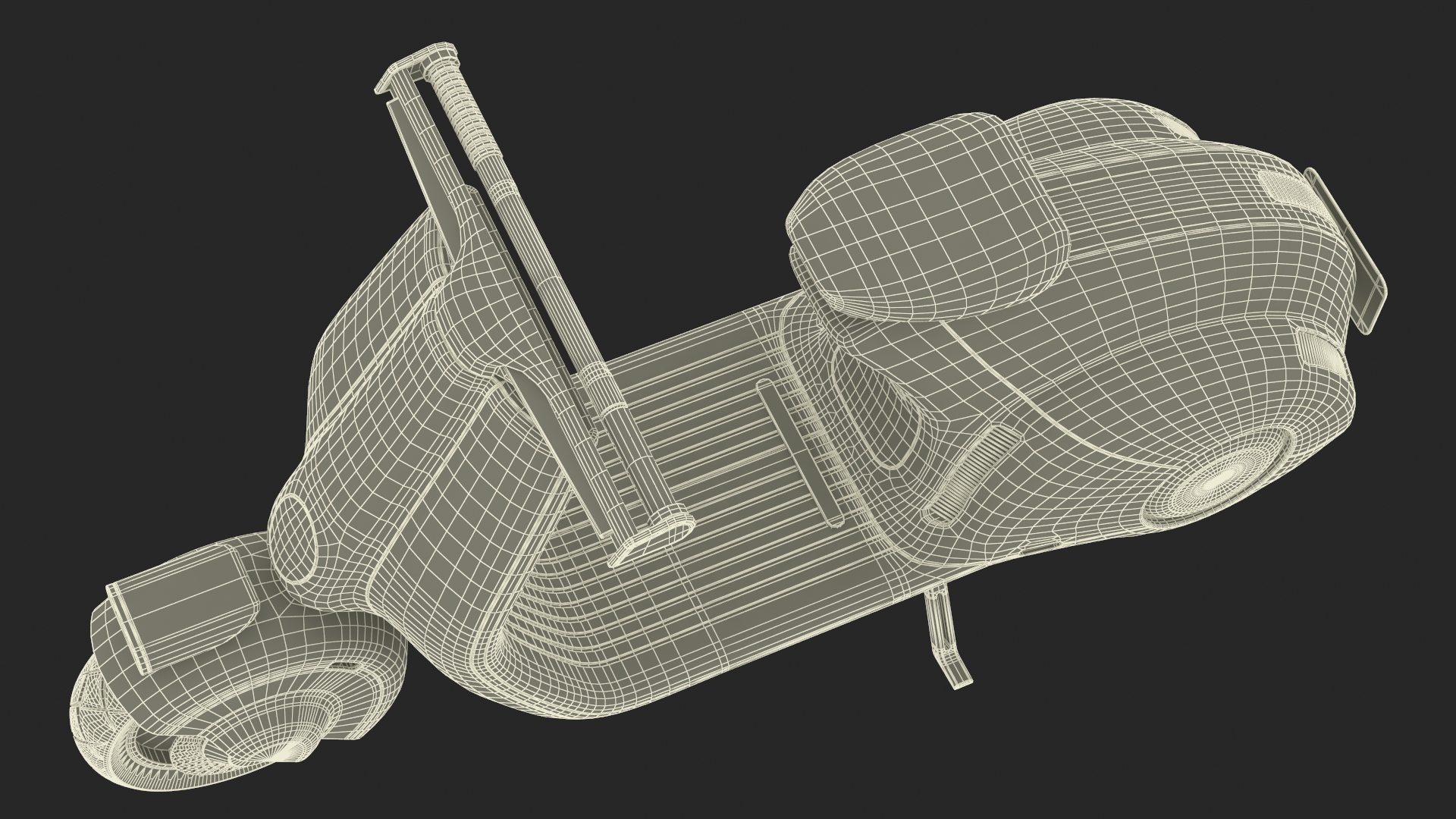 3D Designer Black Electric Scooter Parked Lights On model