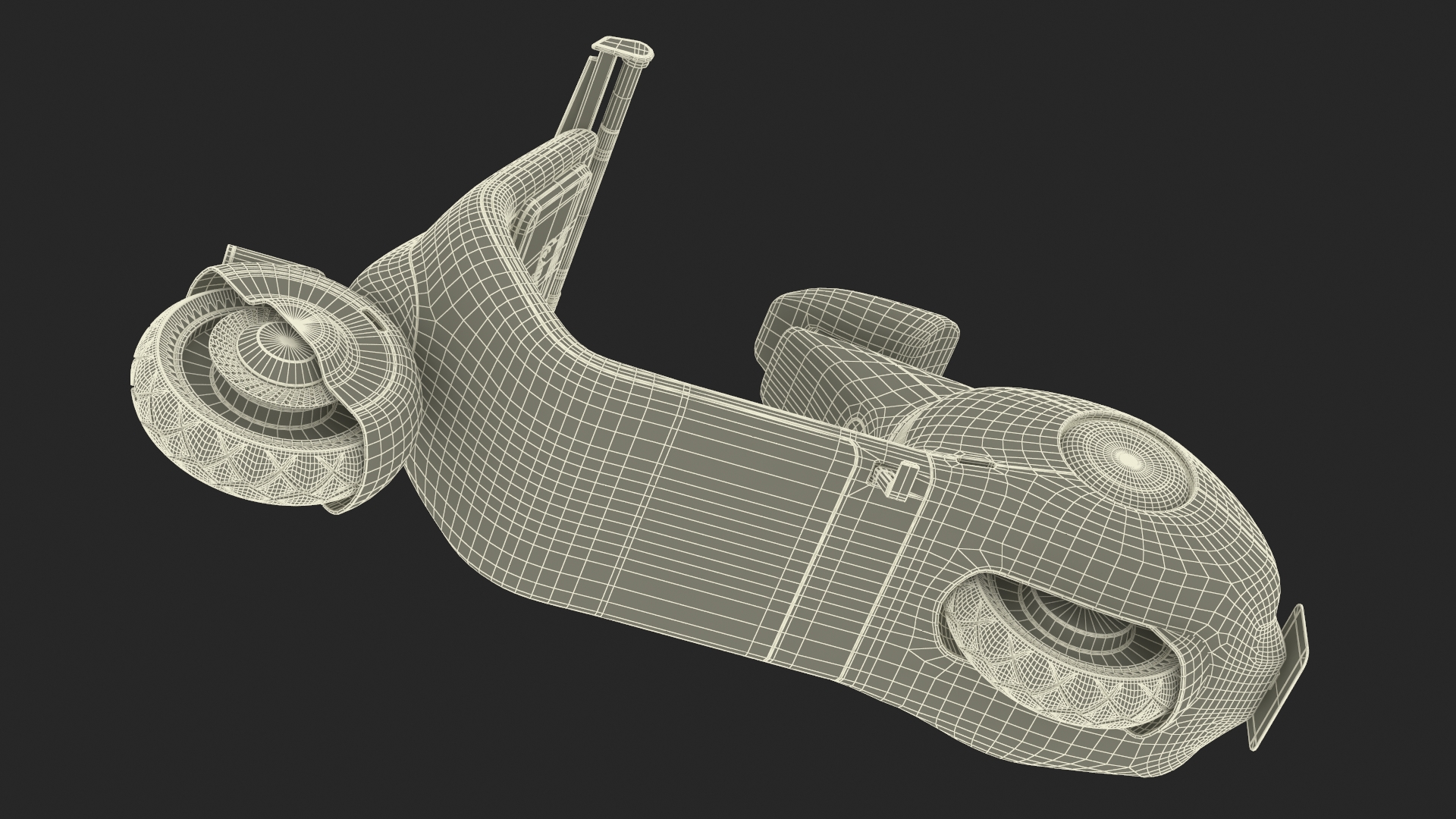 3D Designer Black Electric Scooter Parked Lights On model