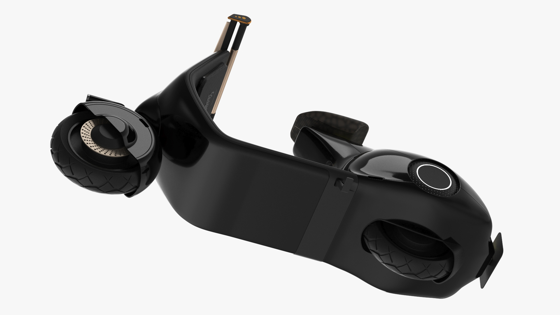 3D Designer Black Electric Scooter Parked Lights On model