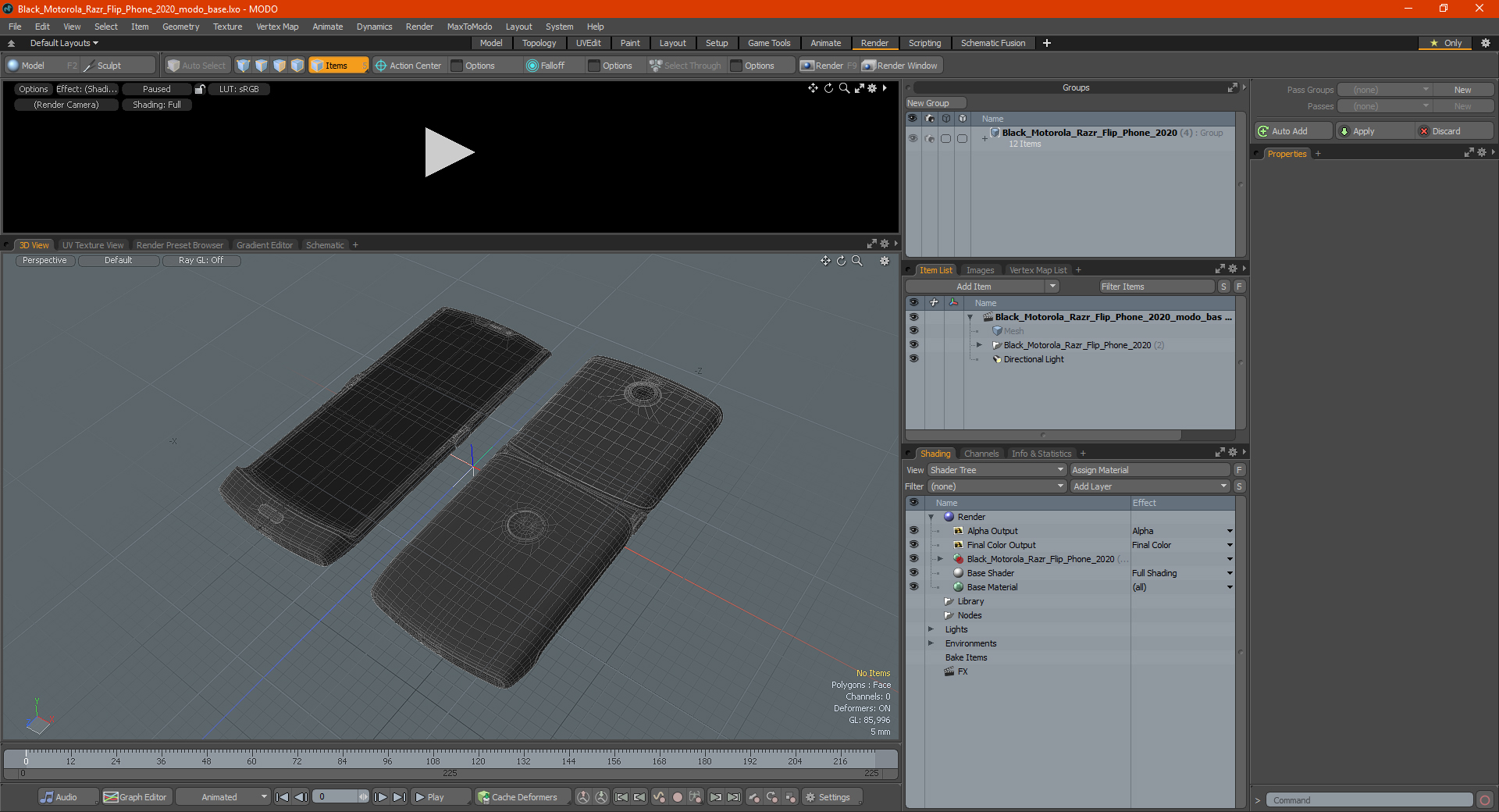 3D model Black Motorola Razr Flip Phone 2020
