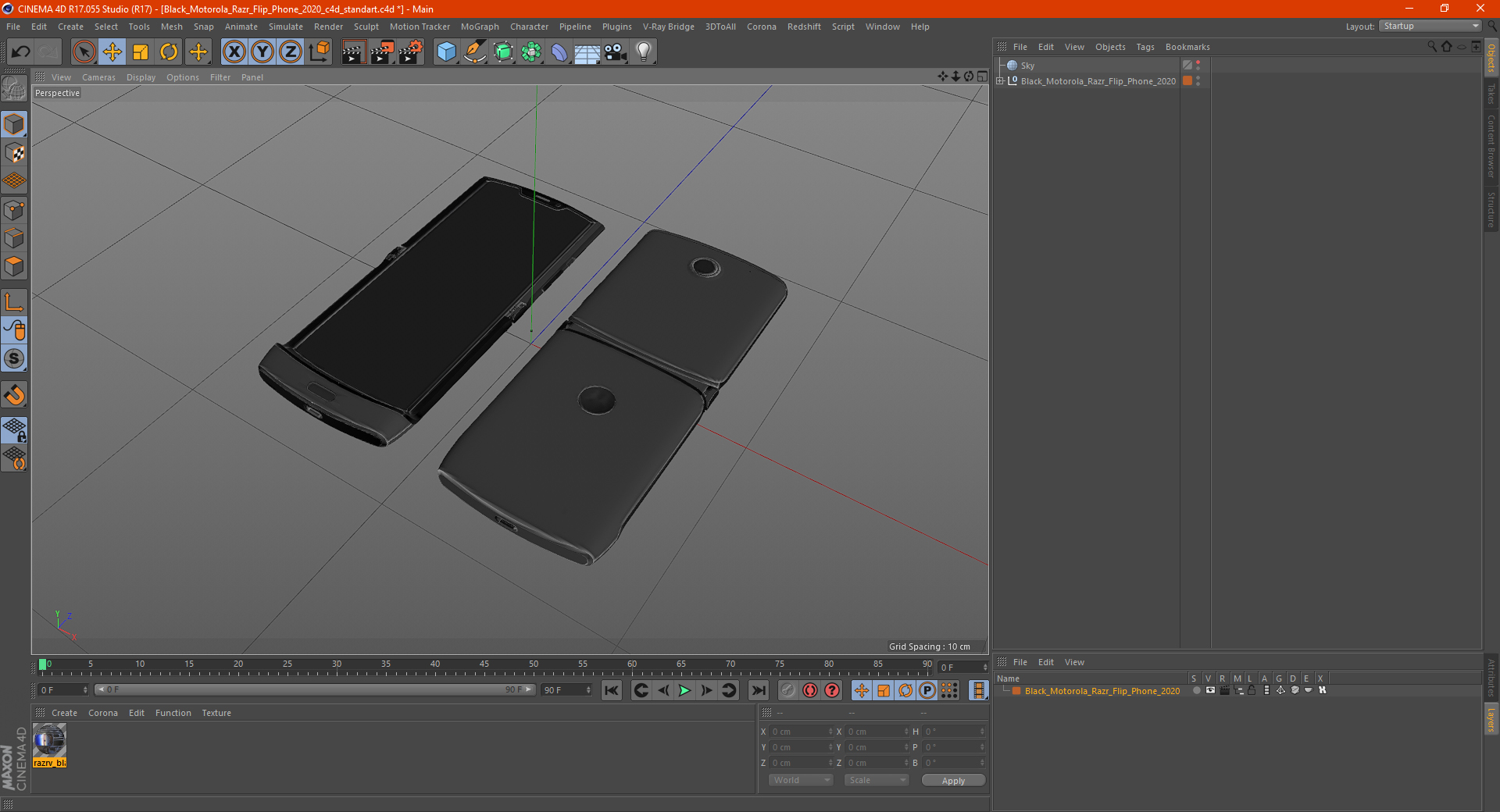 3D model Black Motorola Razr Flip Phone 2020