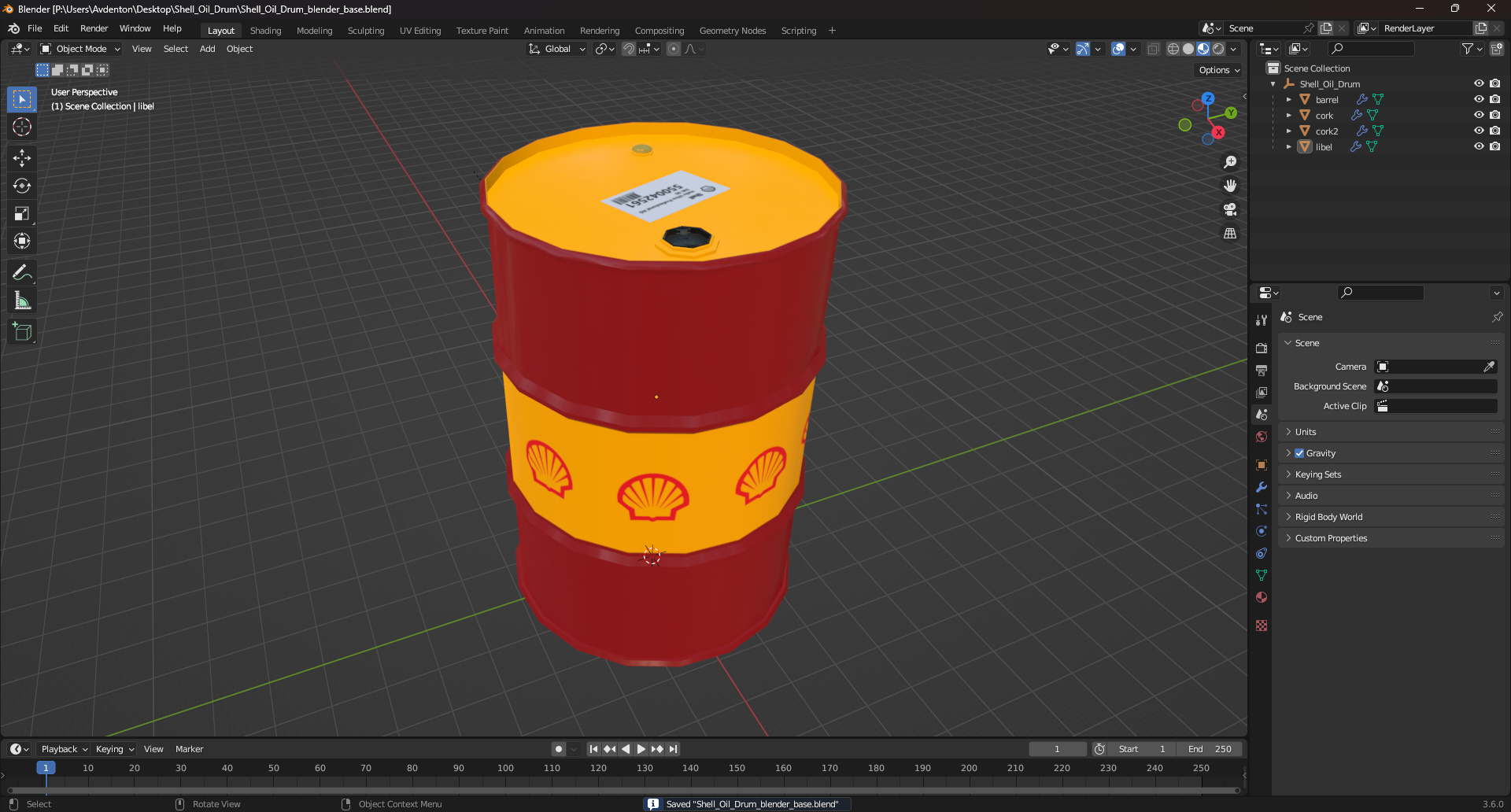 Shell Oil Drum 3D model