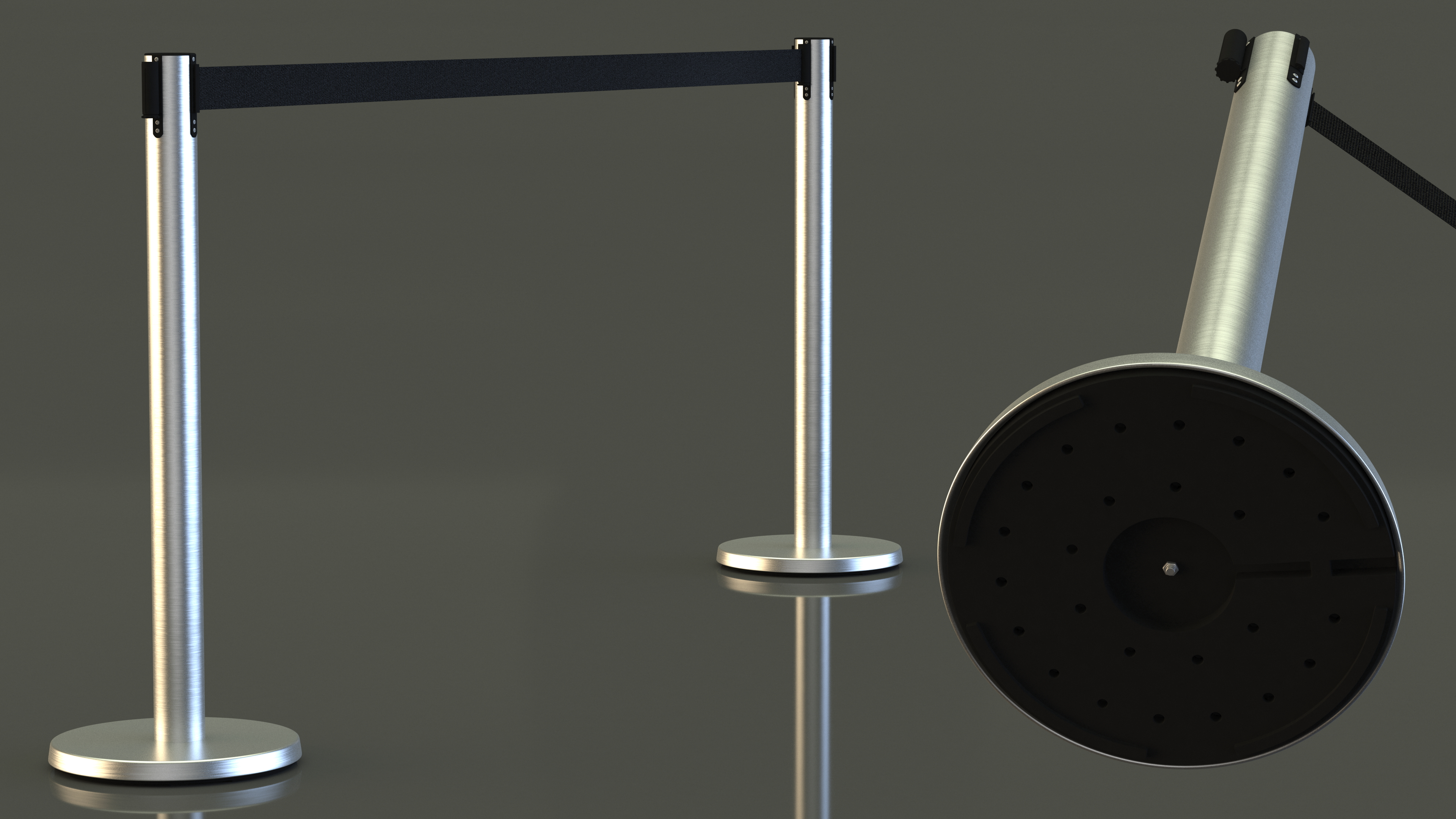 Stanchion Black Belt Barriers 3D model