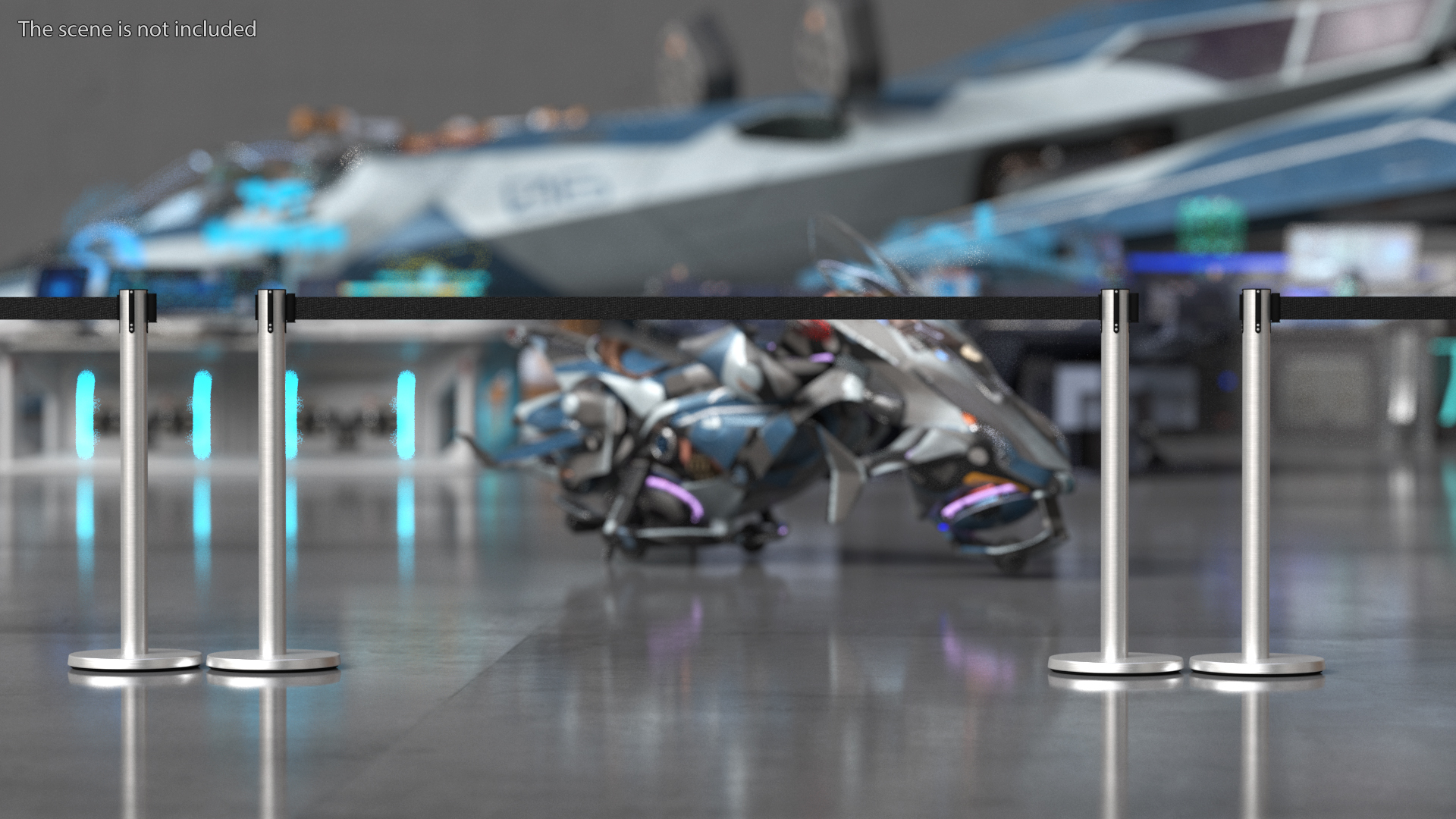 Stanchion Black Belt Barriers 3D model