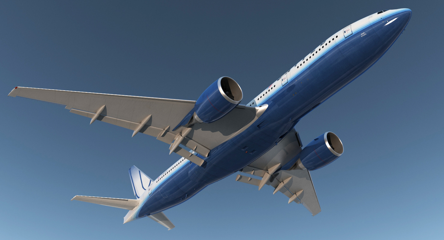 3D model Boeing 777 200 United Airlines