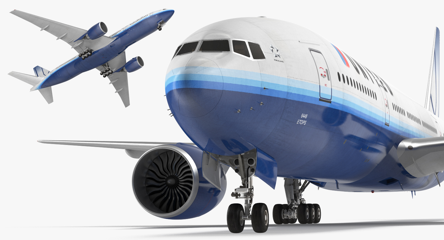 3D model Boeing 777 200 United Airlines