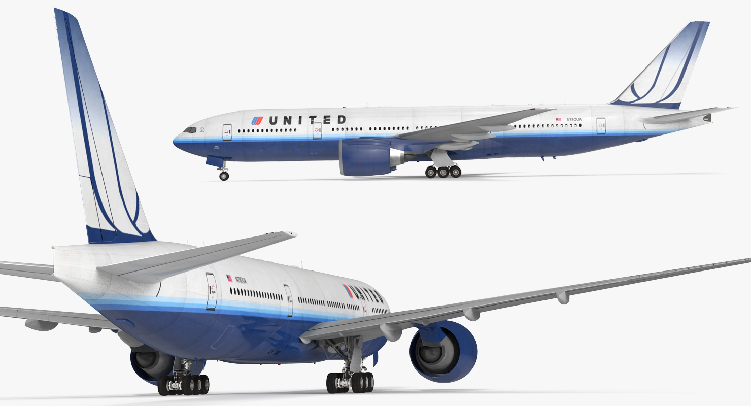 3D model Boeing 777 200 United Airlines