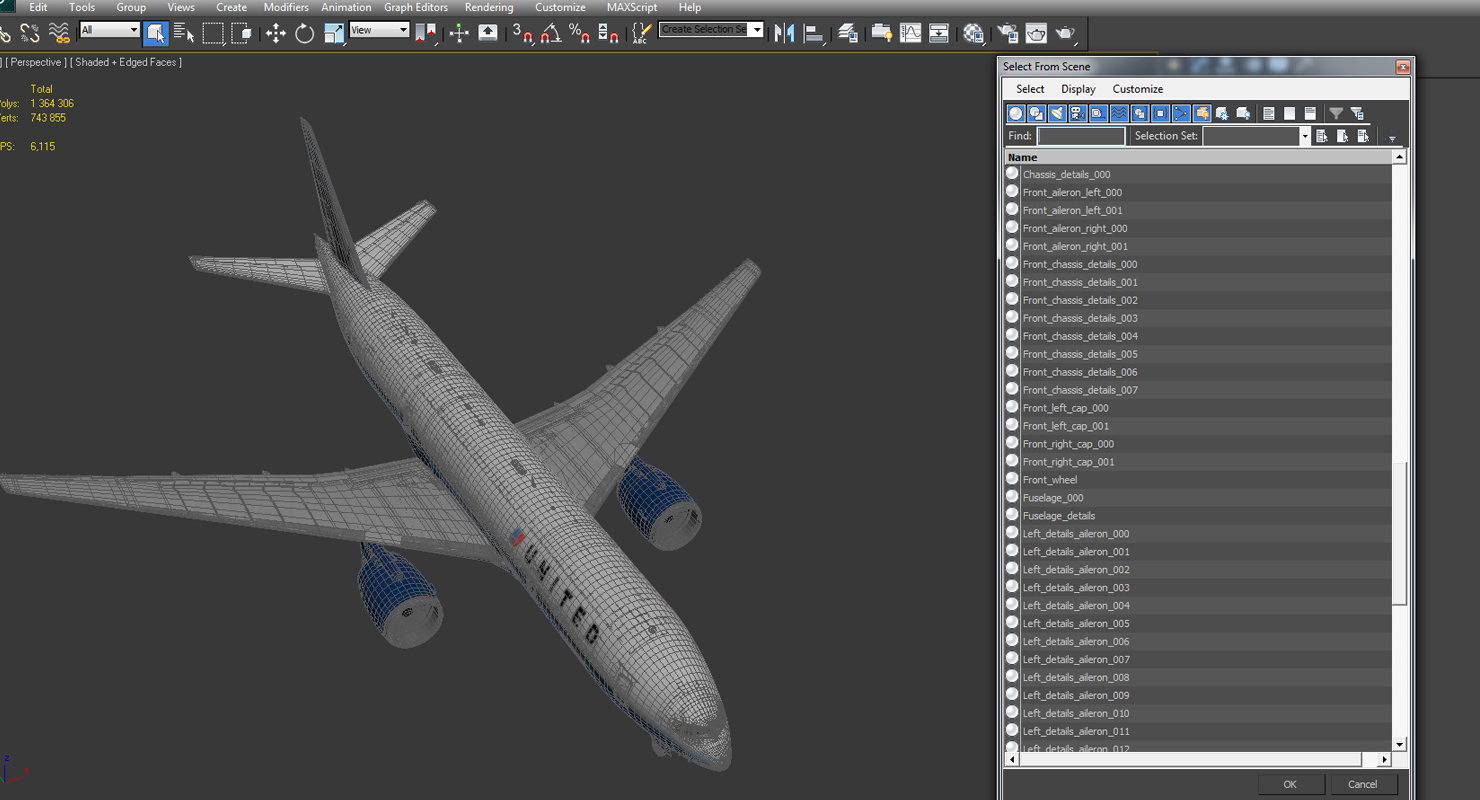 3D model Boeing 777 200 United Airlines