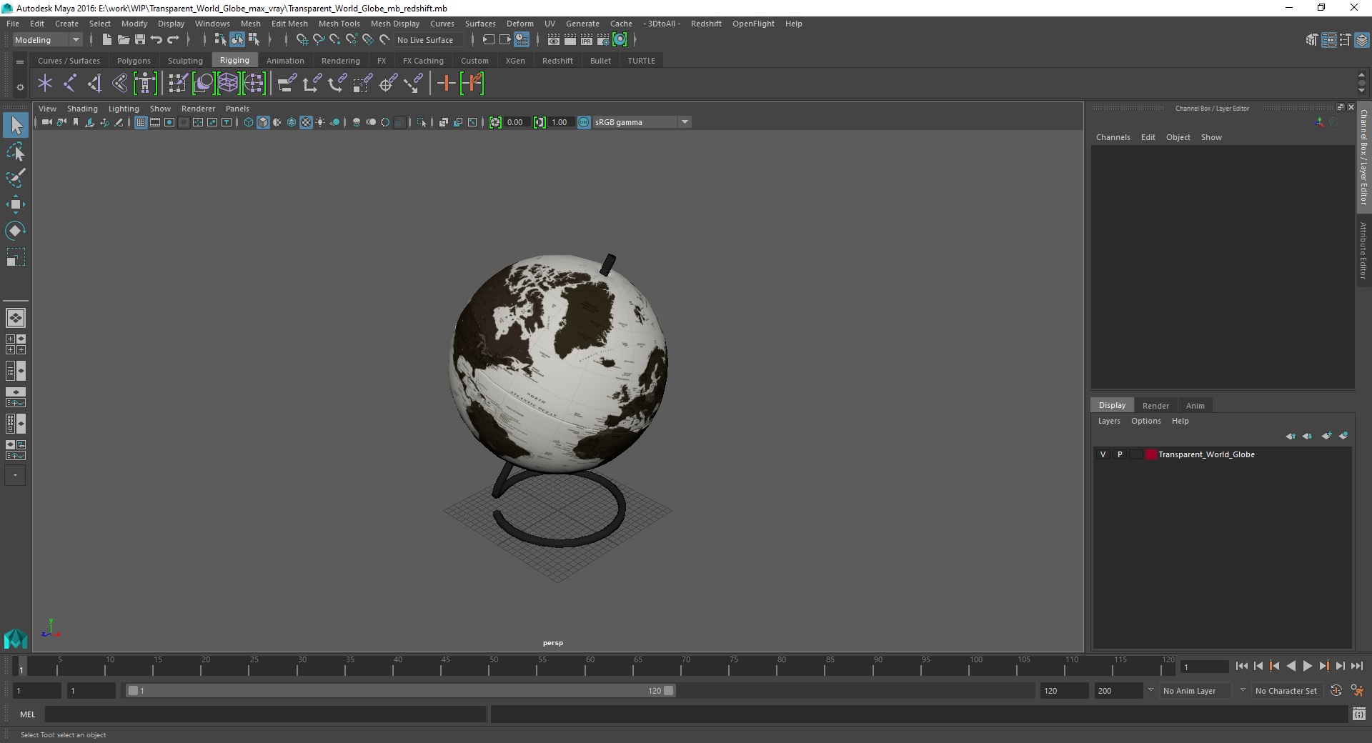 3D Transparent World Globe model