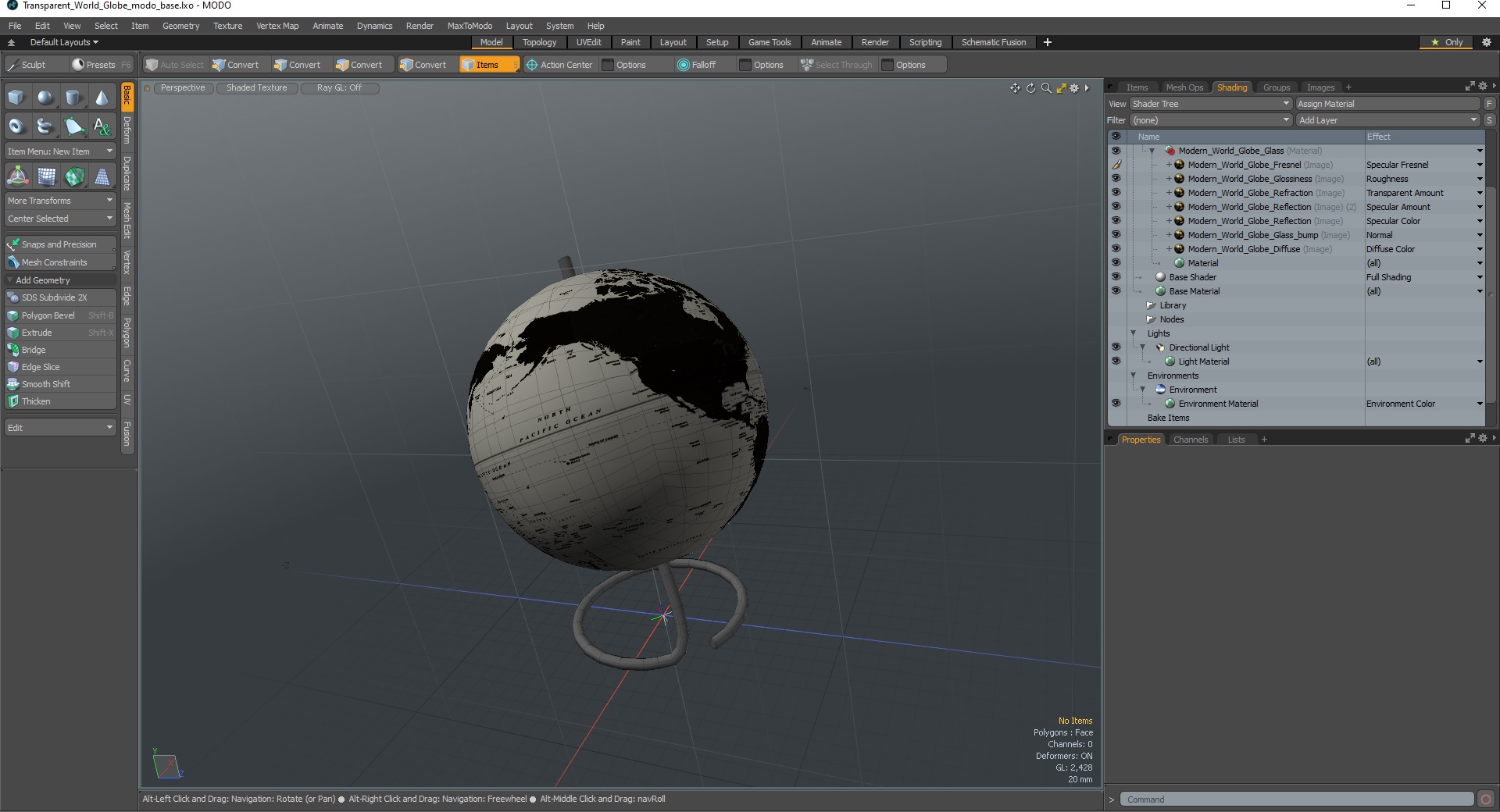 3D Transparent World Globe model