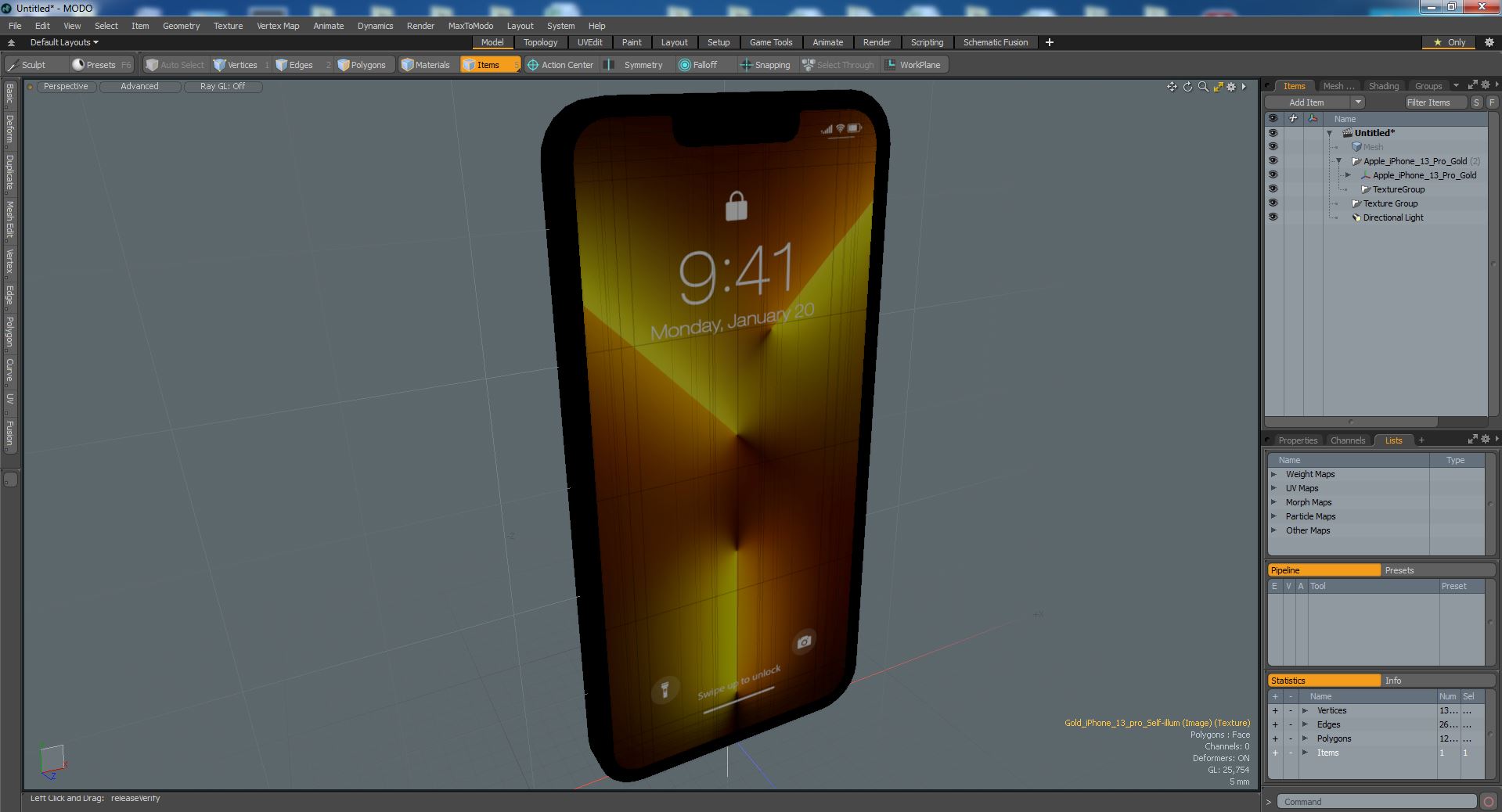 Apple iPhone 13 Pro Gold 3D model