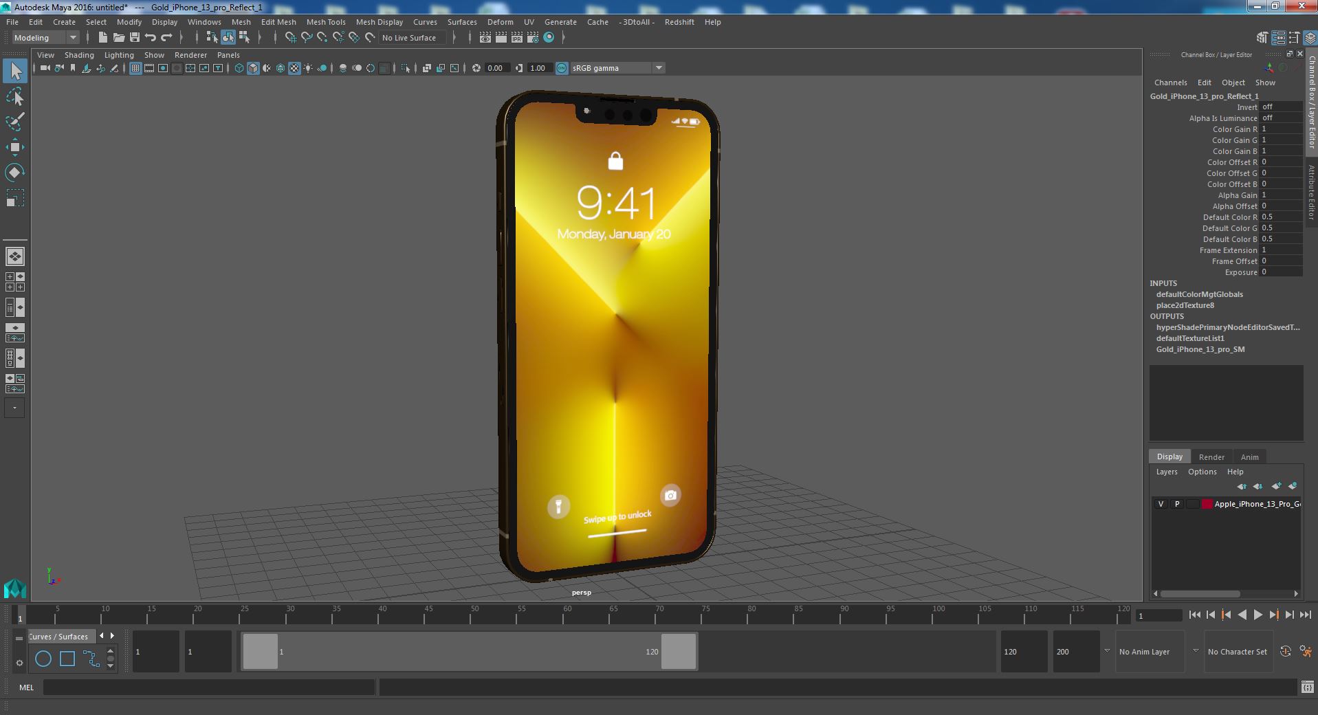 Apple iPhone 13 Pro Gold 3D model