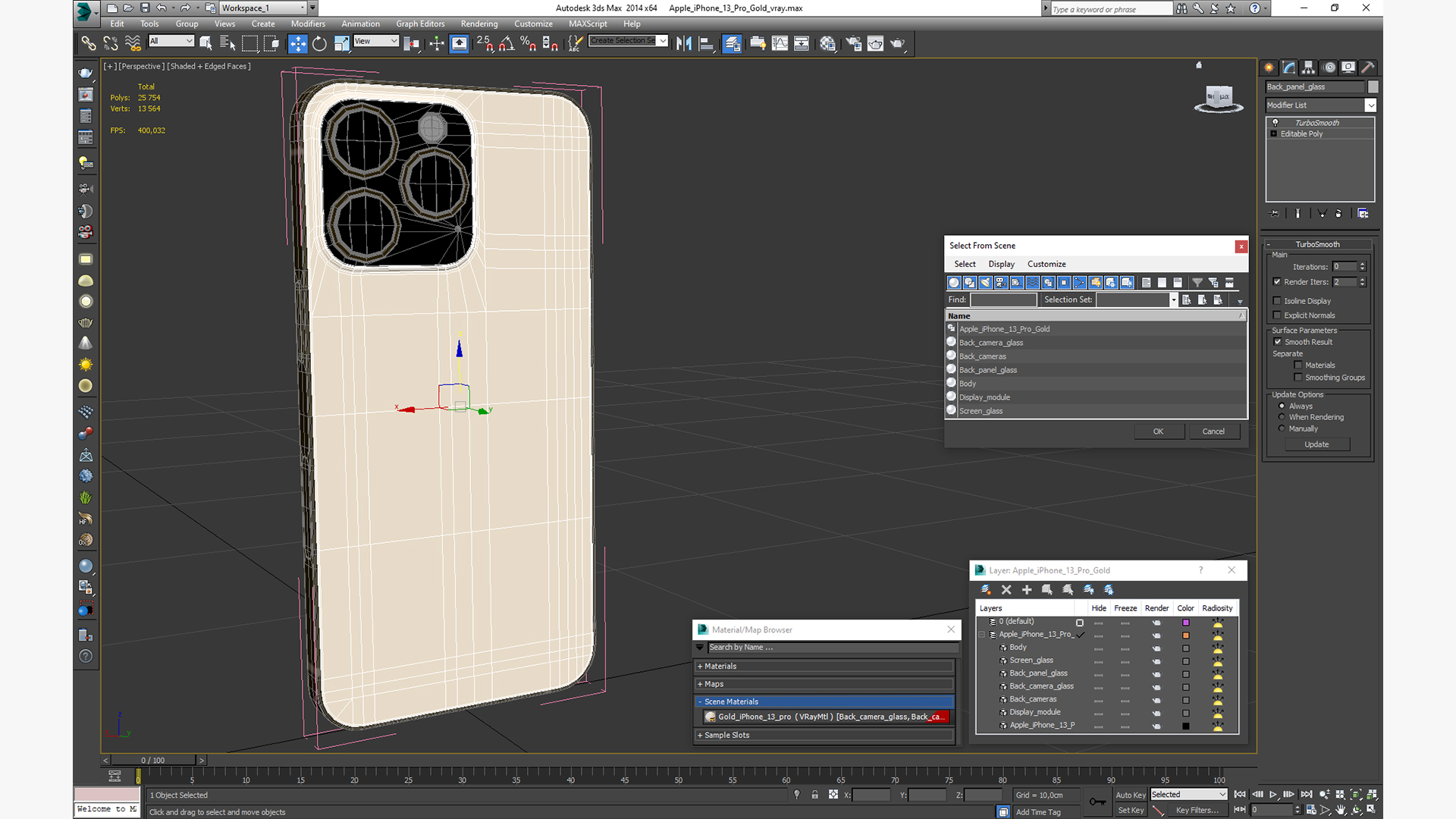 Apple iPhone 13 Pro Gold 3D model