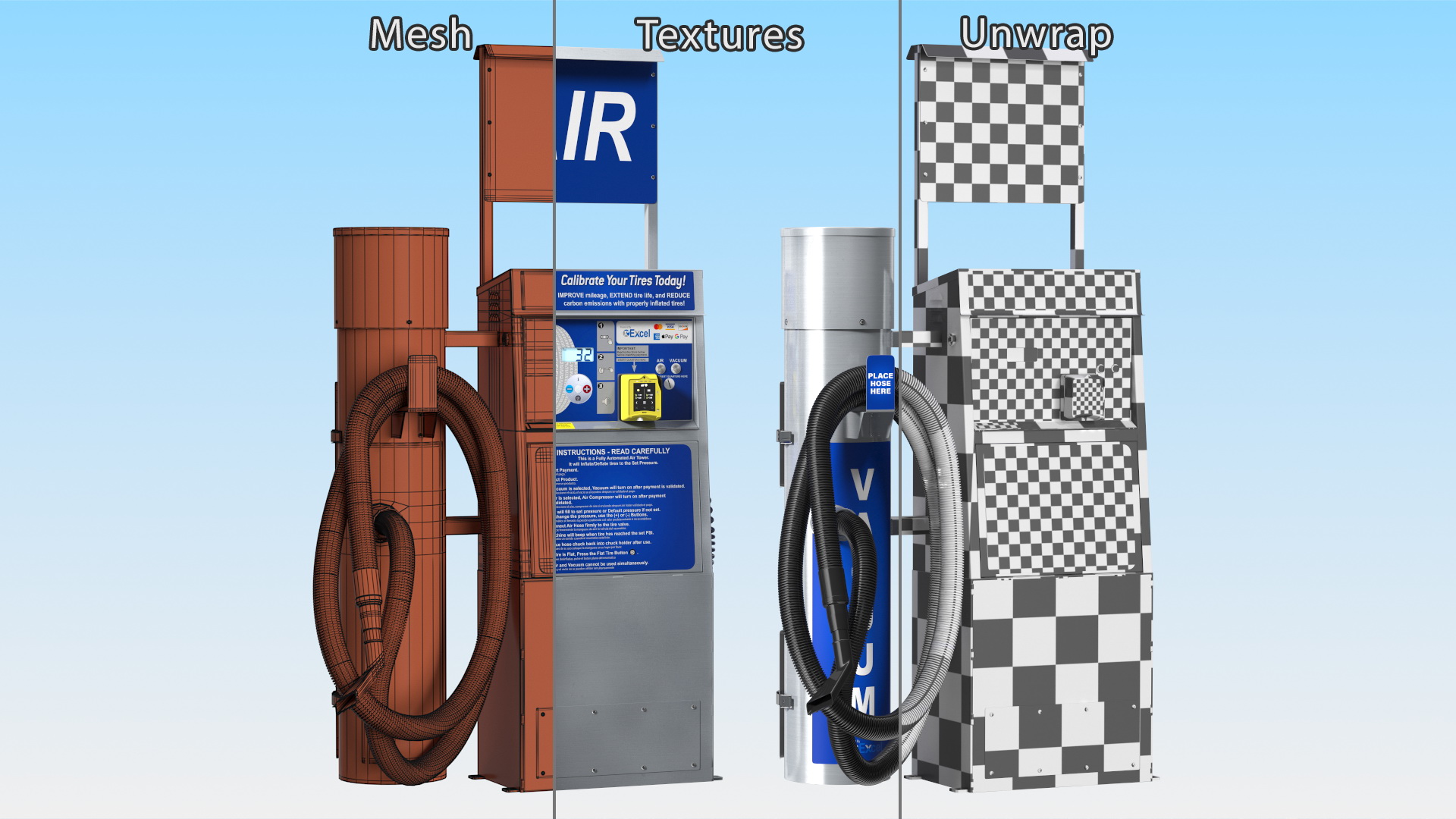 3D model Tire Air Station and Vacuum Cleaner