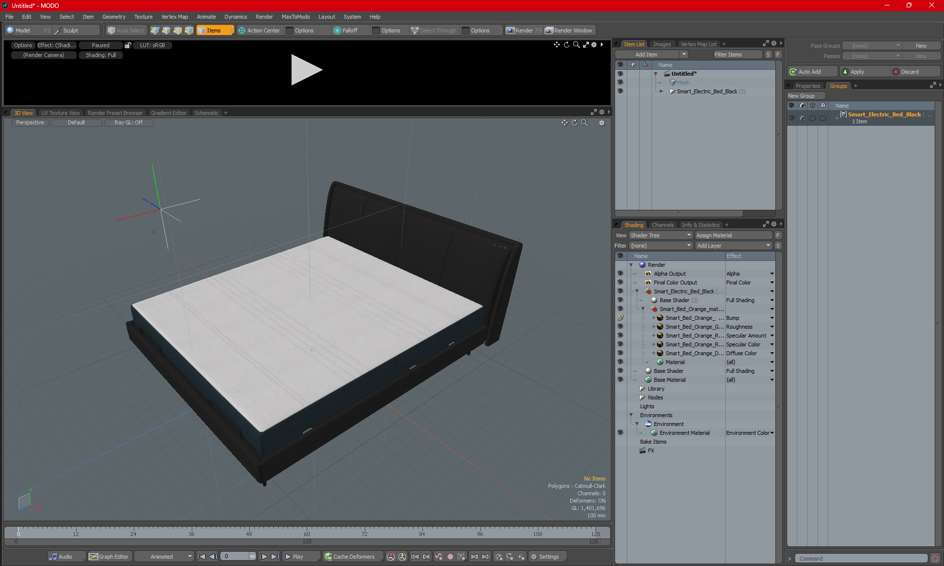 Smart Electric Bed Black 3D model