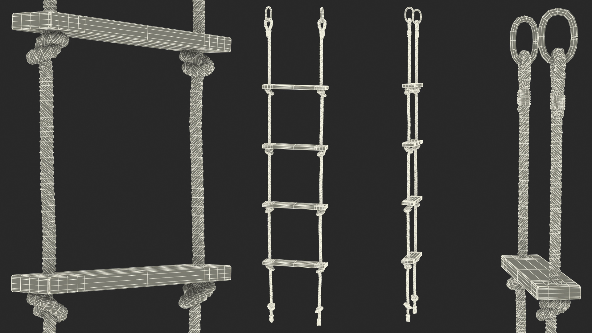 3D Climbing Rope Ladder with Square Boxsteps