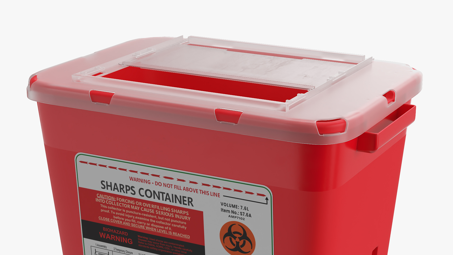 Medical Waste Disposal Container Open 3D