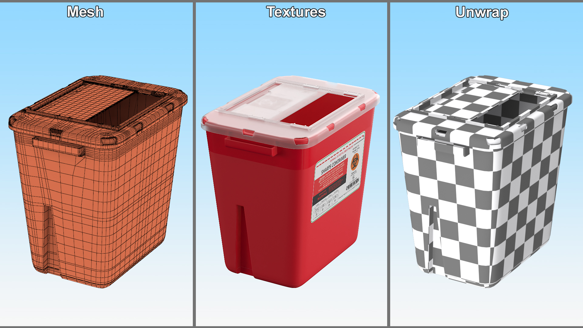 Medical Waste Disposal Container Open 3D