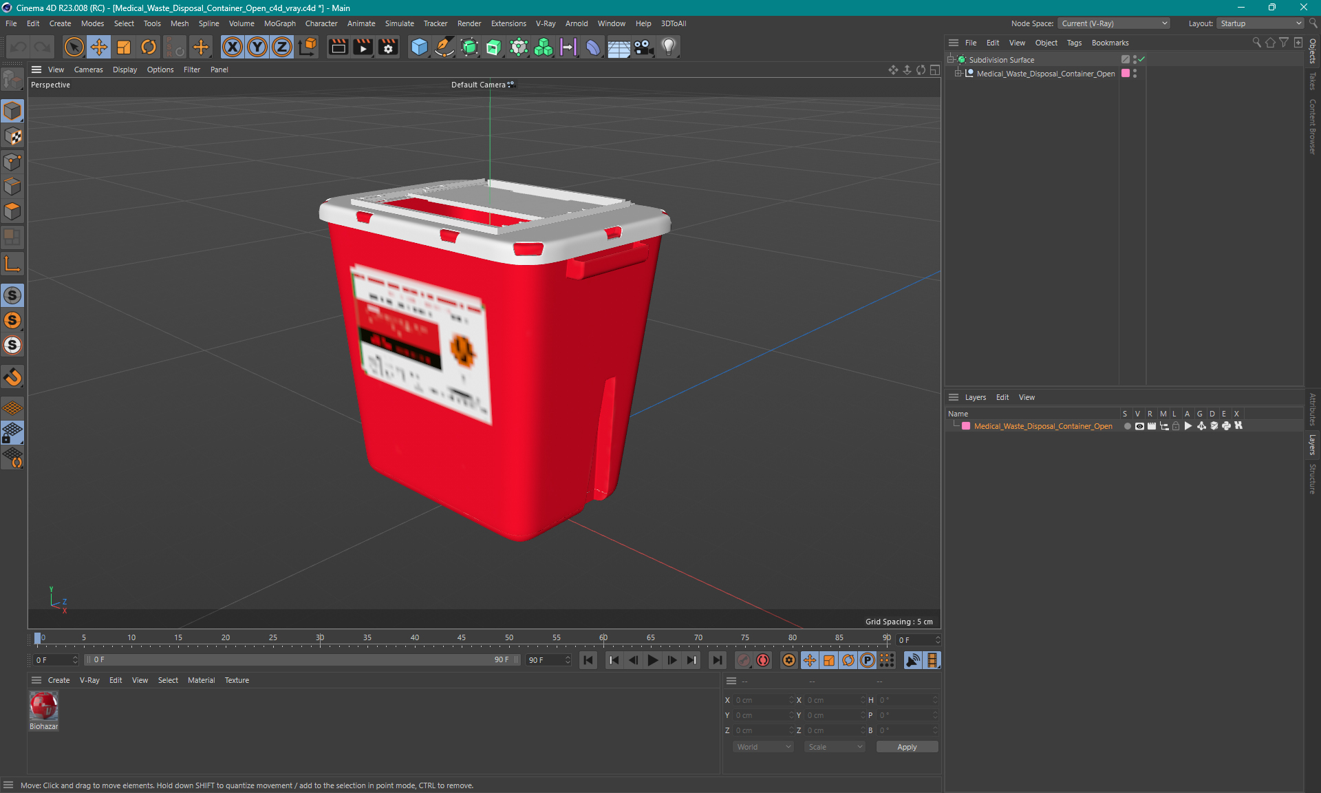 Medical Waste Disposal Container Open 3D
