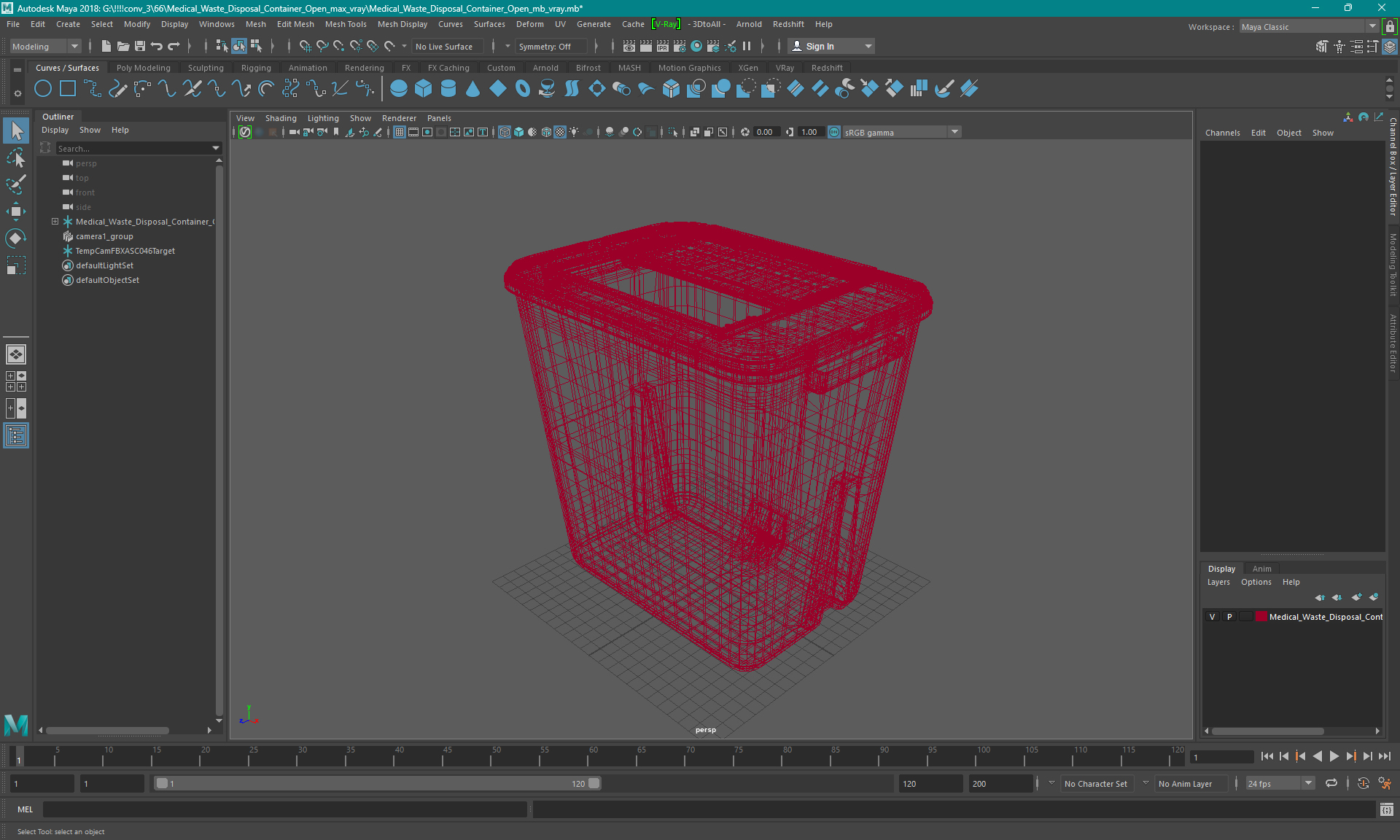 Medical Waste Disposal Container Open 3D