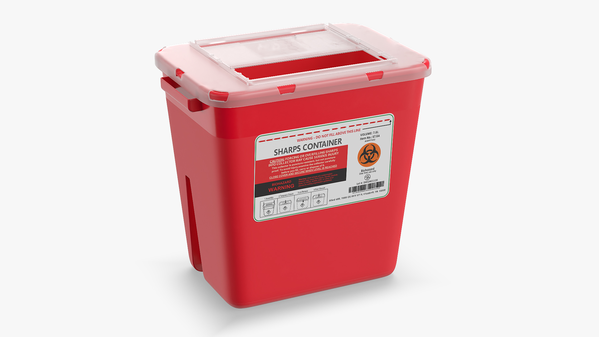 Medical Waste Disposal Container Open 3D