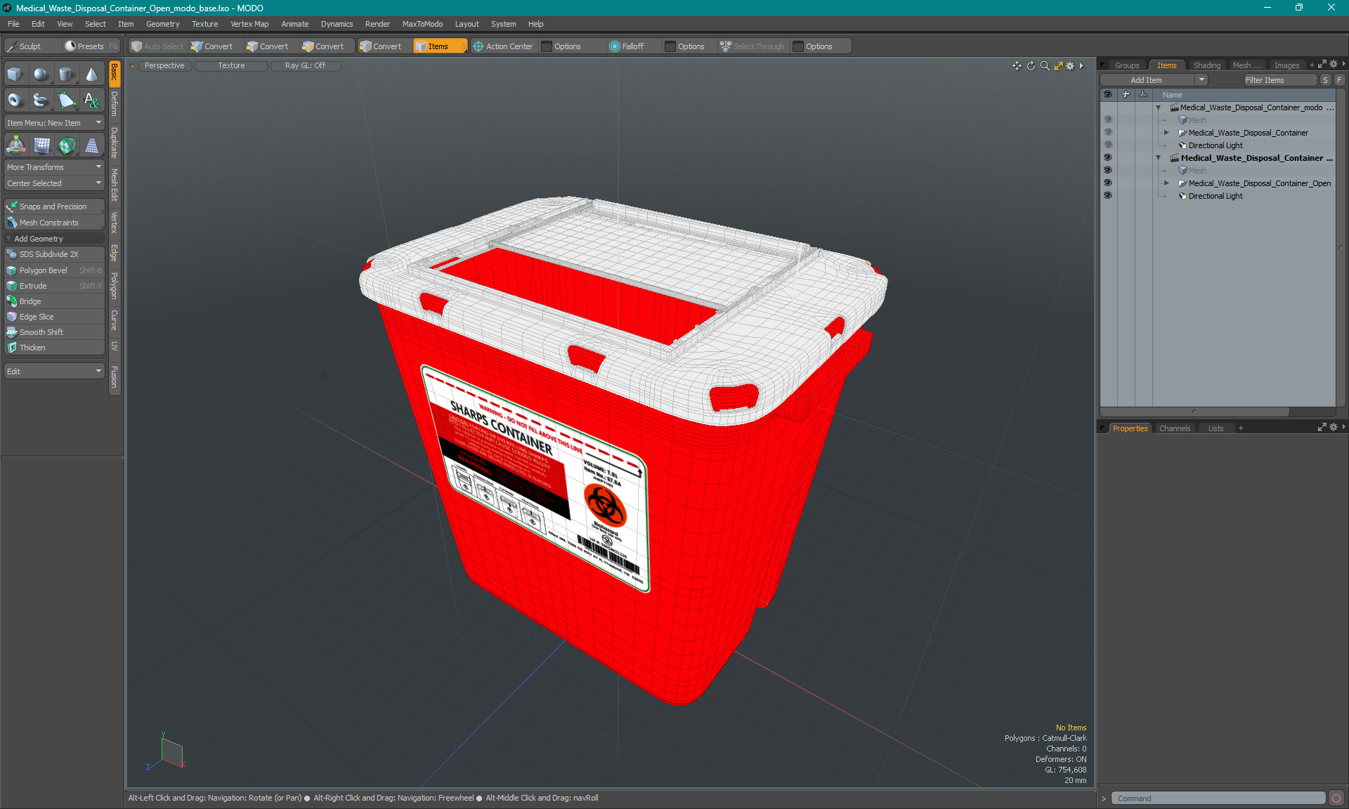 Medical Waste Disposal Container Open 3D