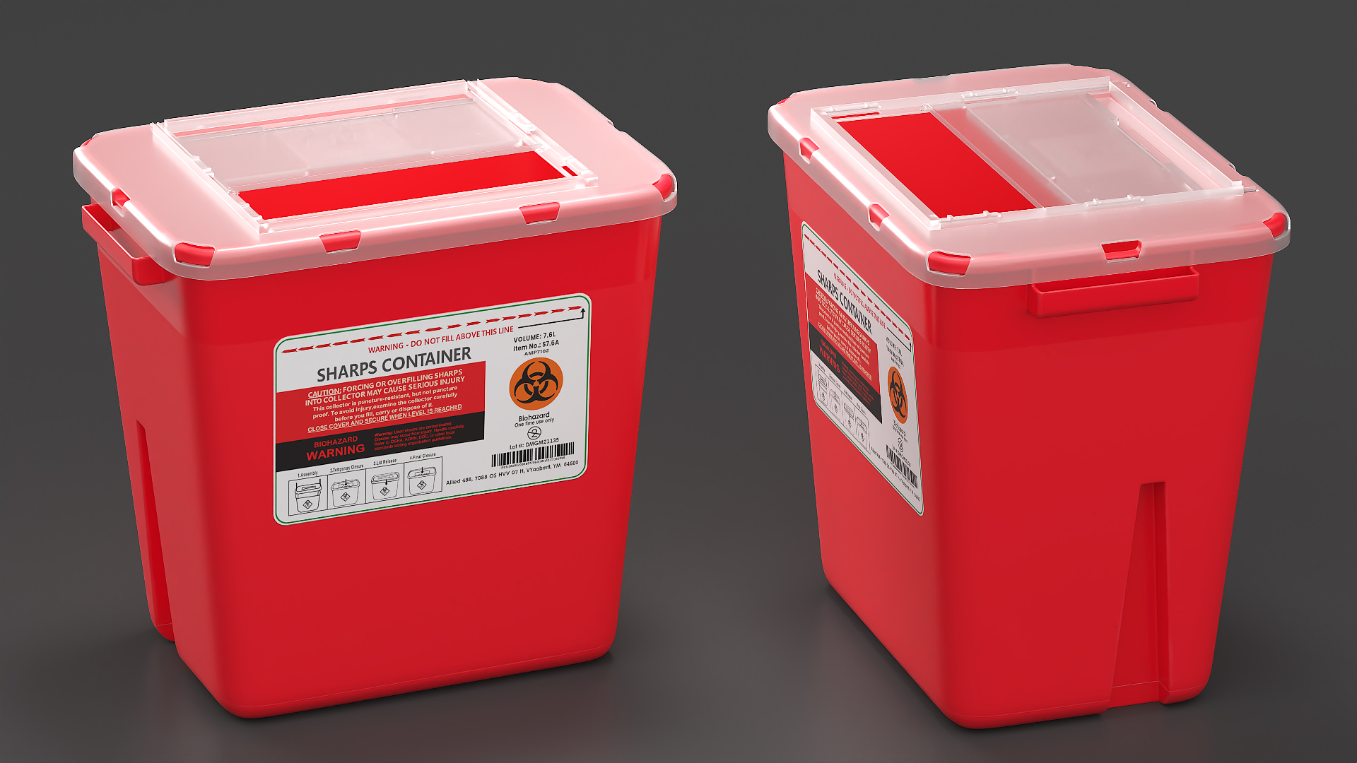 Medical Waste Disposal Container Open 3D