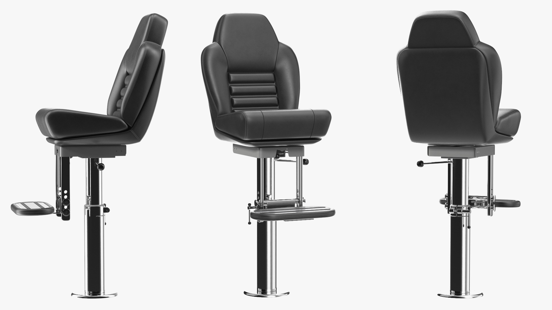 3D Captains Chair Helm Boat Seat No Arms Black model