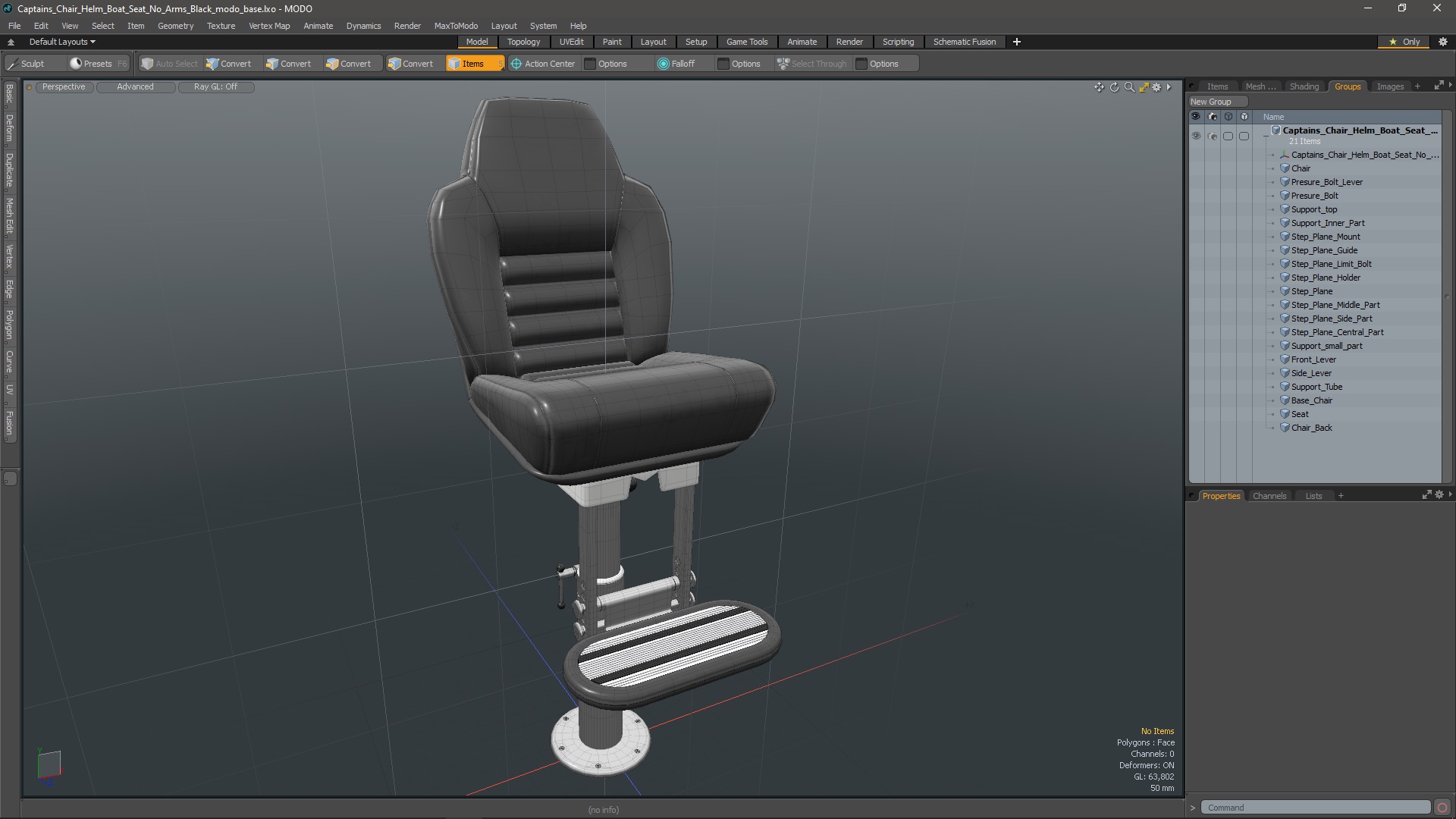 3D Captains Chair Helm Boat Seat No Arms Black model