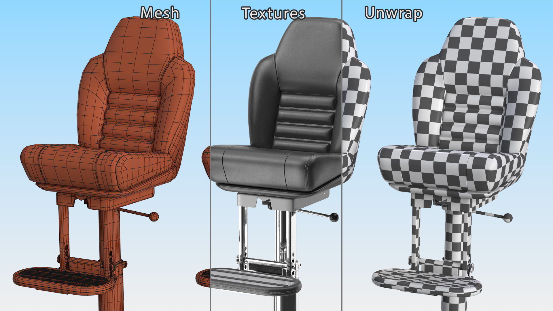 3D Captains Chair Helm Boat Seat No Arms Black model