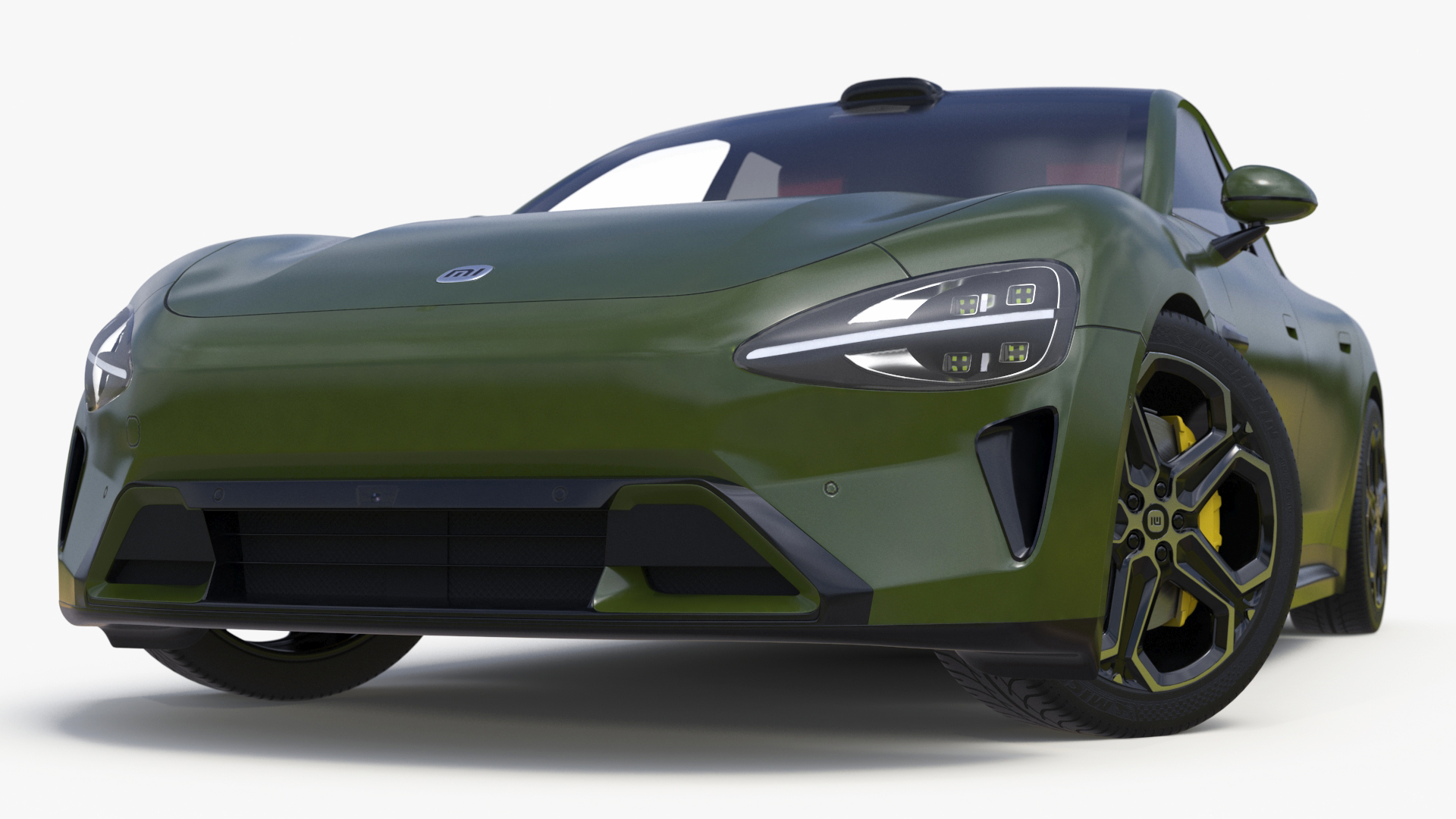 Xiaomi SU7 EV Sleek Car 2023 Verdant Green Rigged 3D model