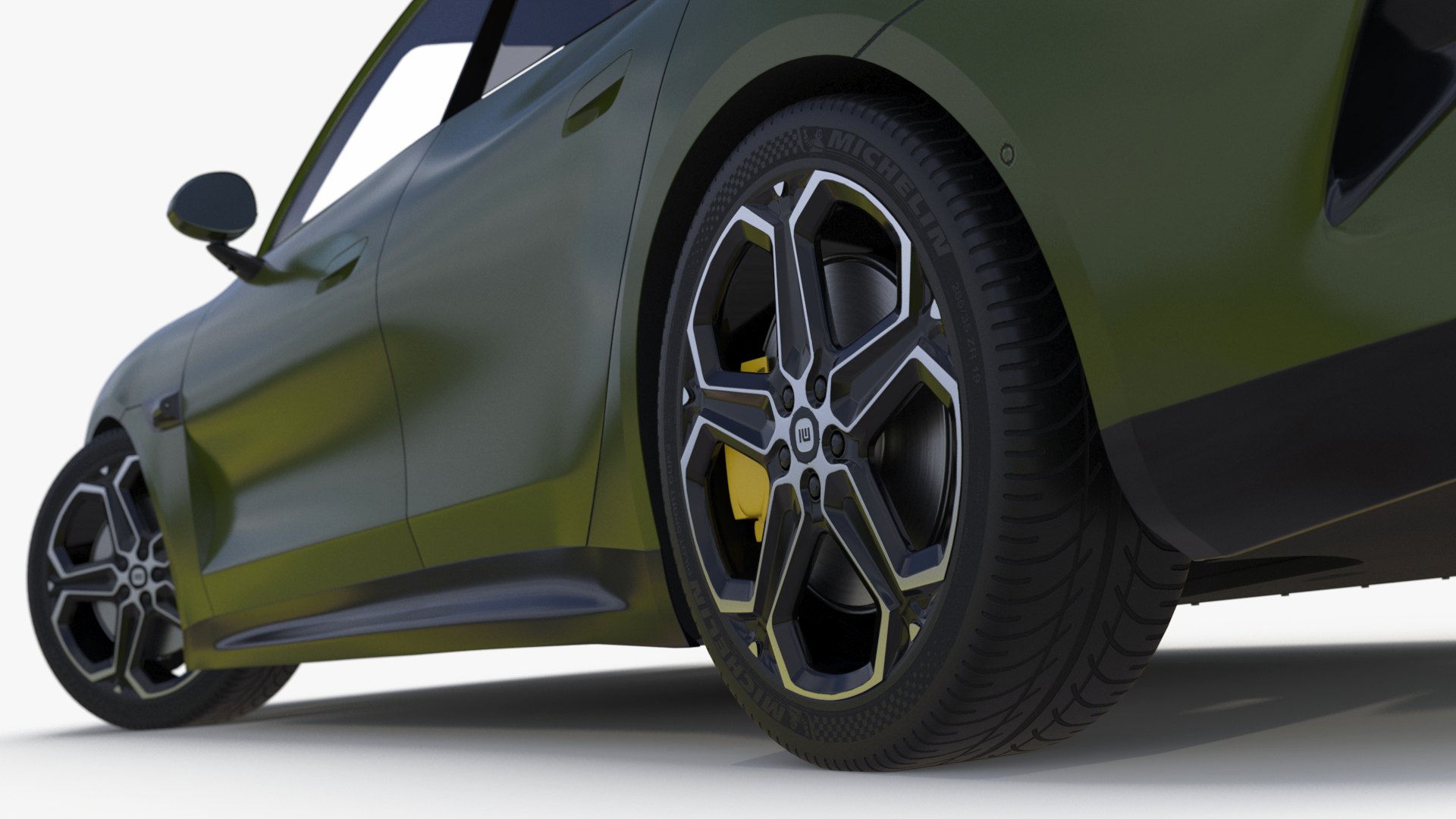 Xiaomi SU7 EV Sleek Car 2023 Verdant Green Rigged 3D model