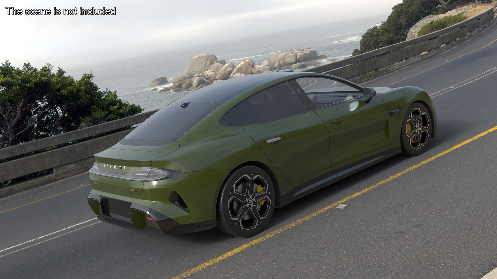 Xiaomi SU7 EV Sleek Car 2023 Verdant Green Rigged 3D model