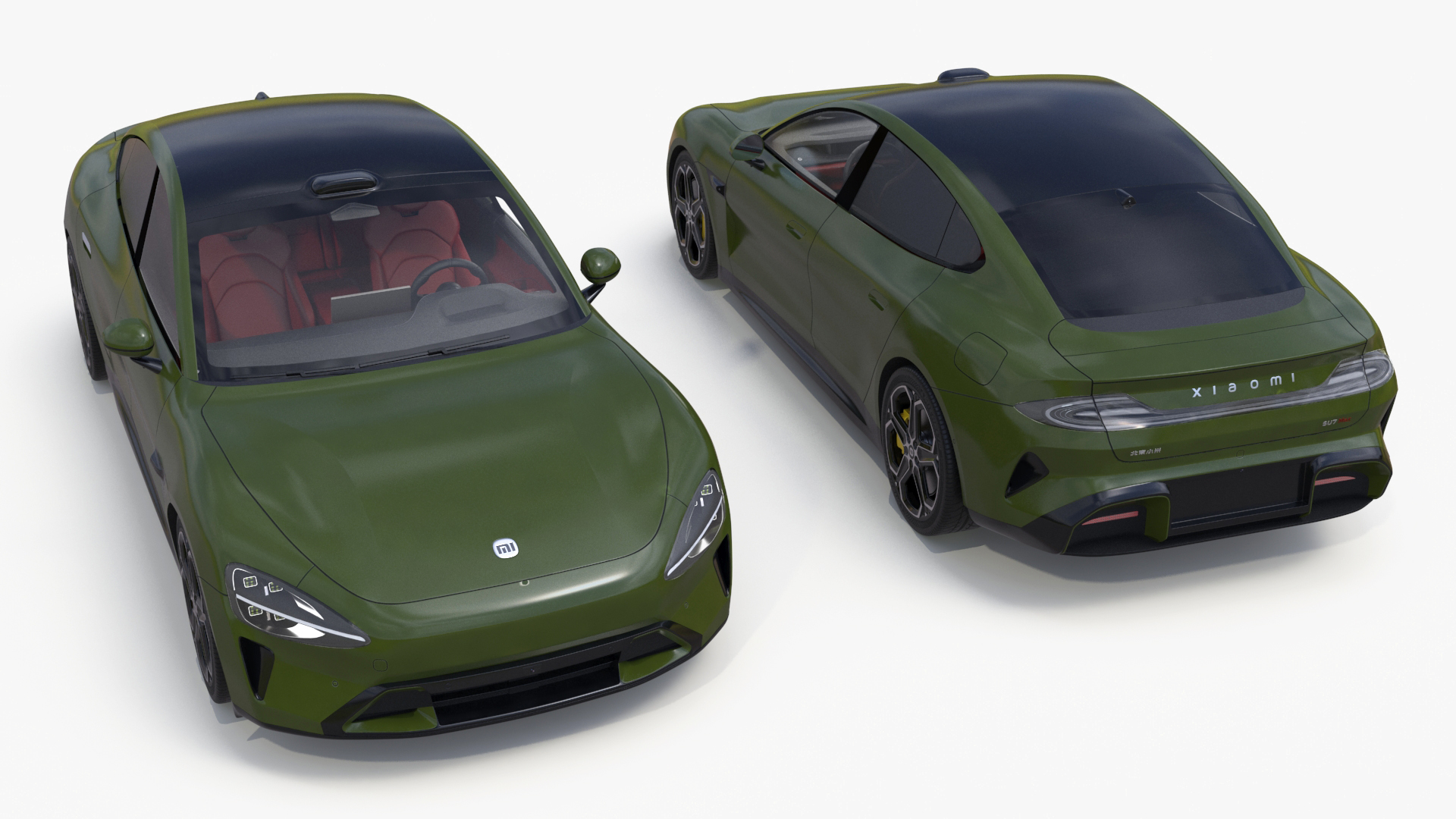 Xiaomi SU7 EV Sleek Car 2023 Verdant Green Rigged 3D model