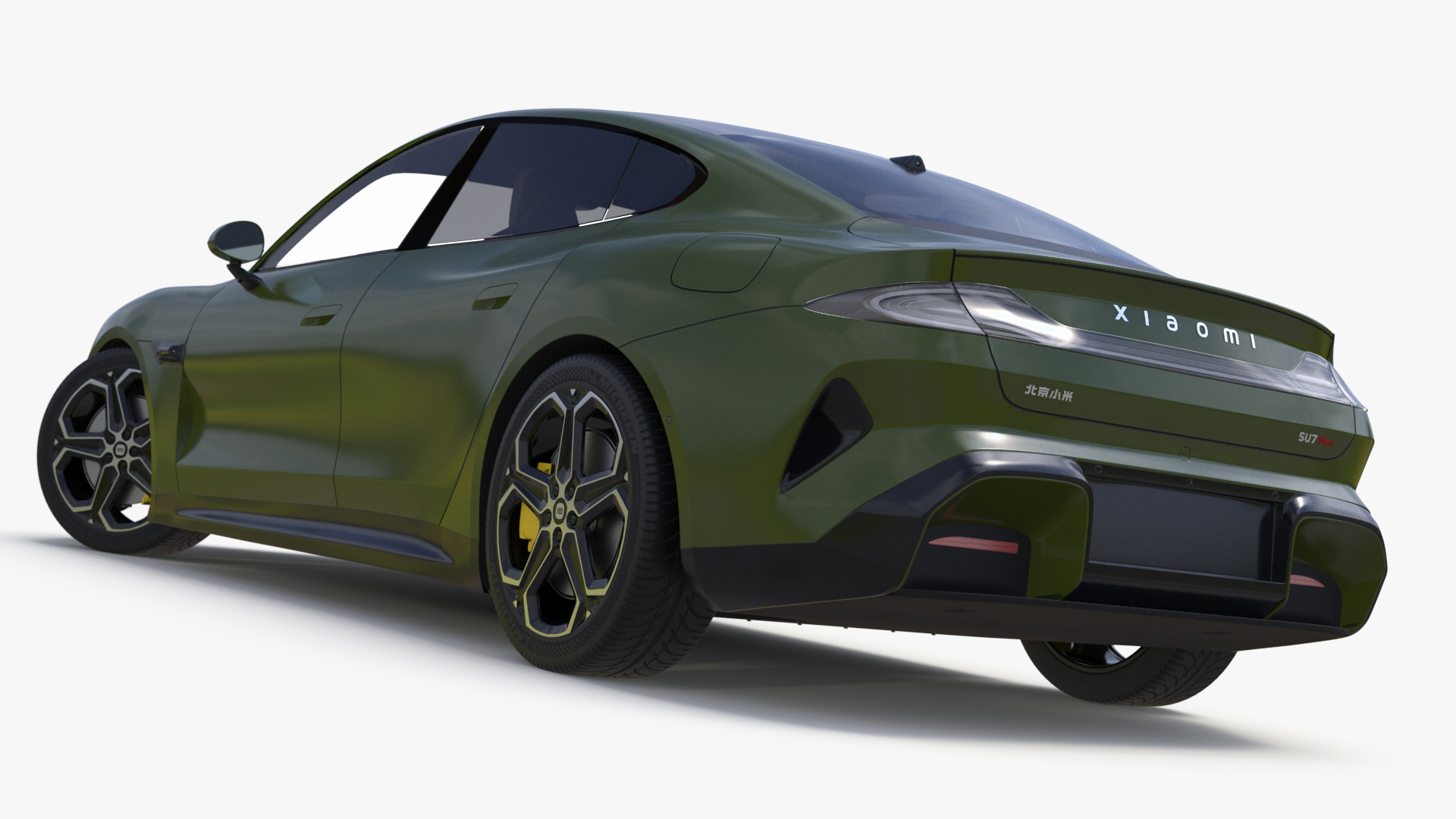Xiaomi SU7 EV Sleek Car 2023 Verdant Green Rigged 3D model