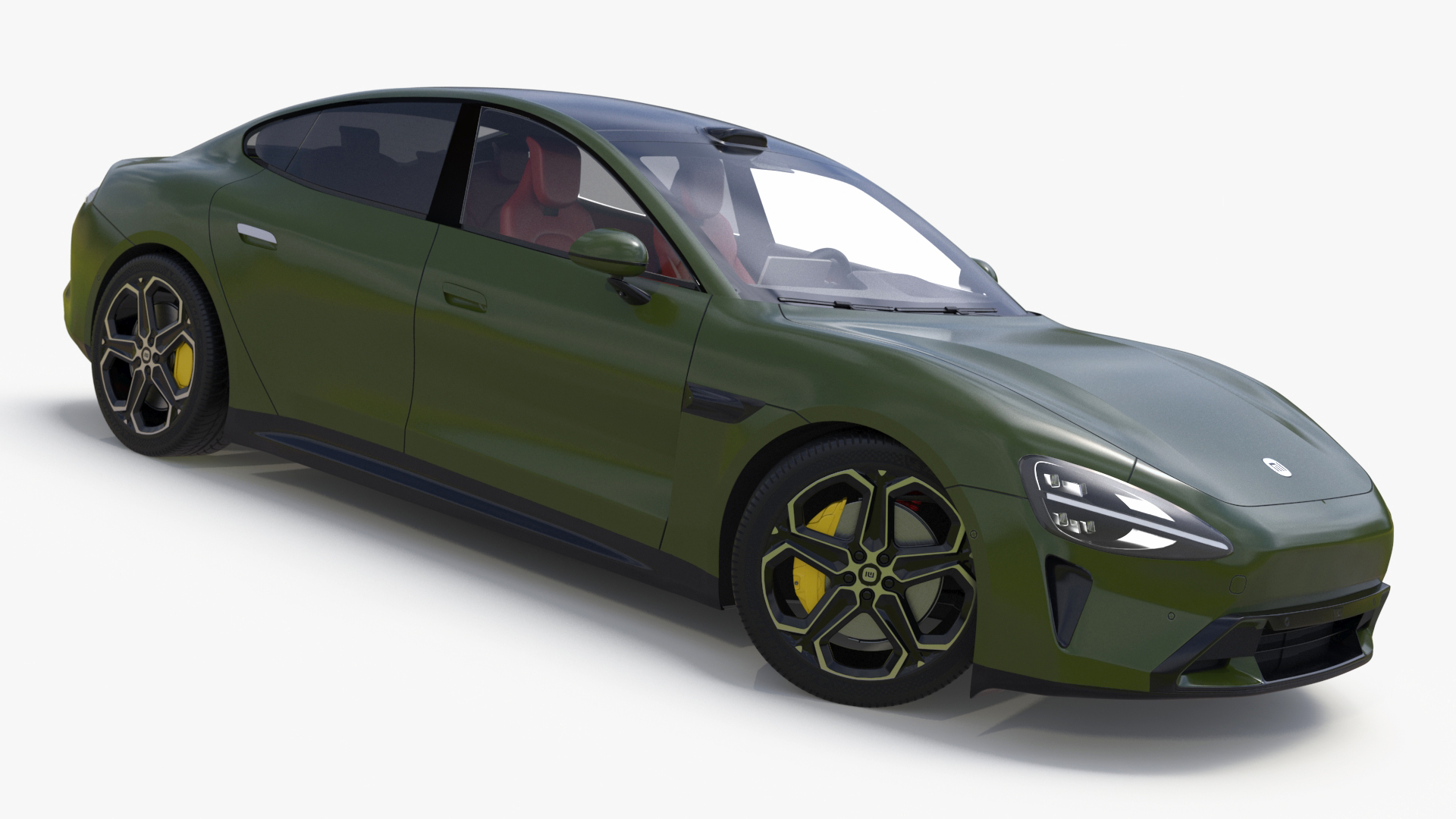Xiaomi SU7 EV Sleek Car 2023 Verdant Green Rigged 3D model
