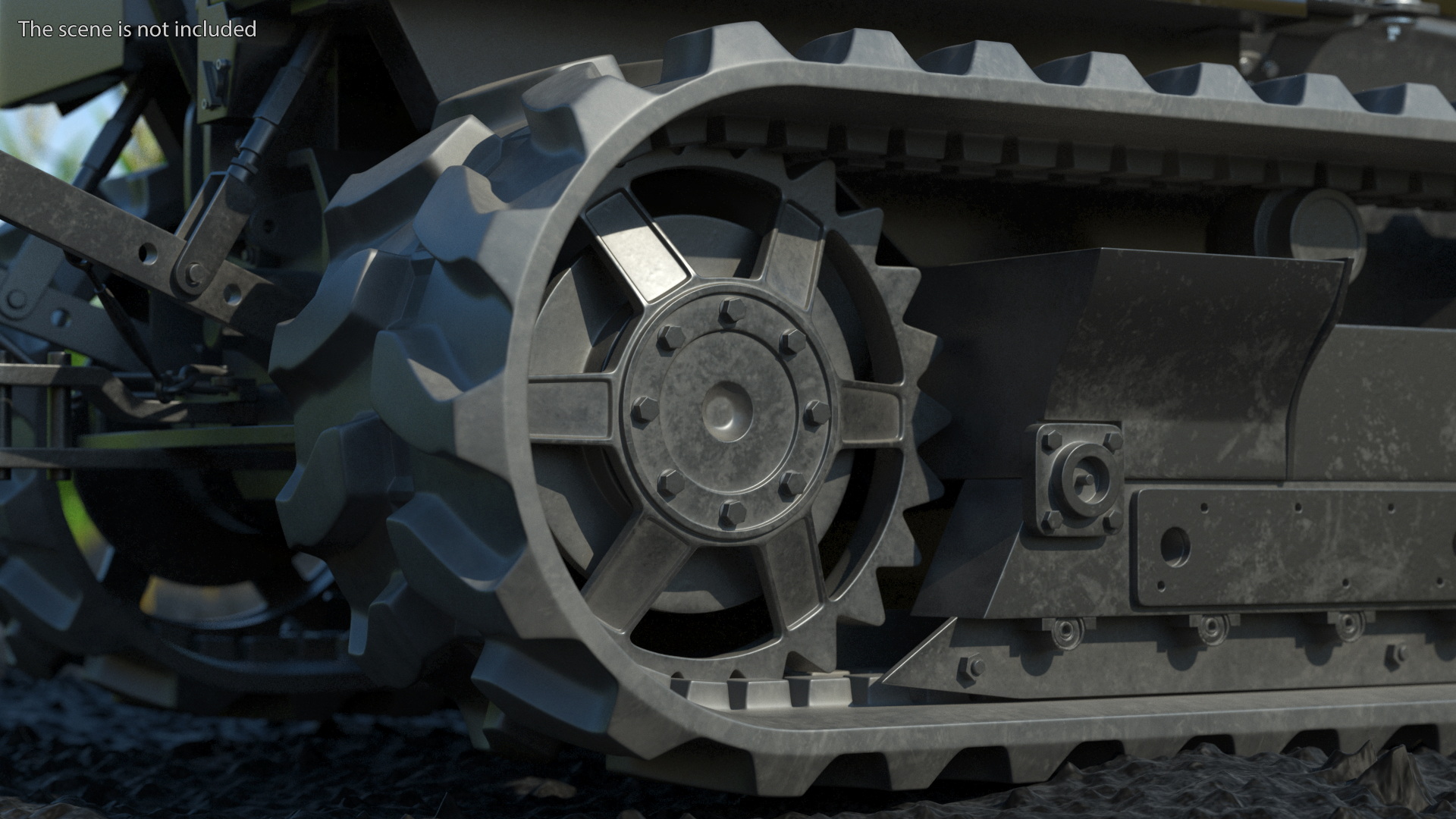 3D Tracked Tractor Dirty Rigged model
