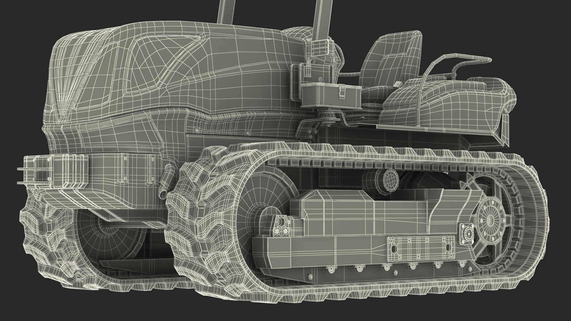 3D Tracked Tractor Dirty Rigged model