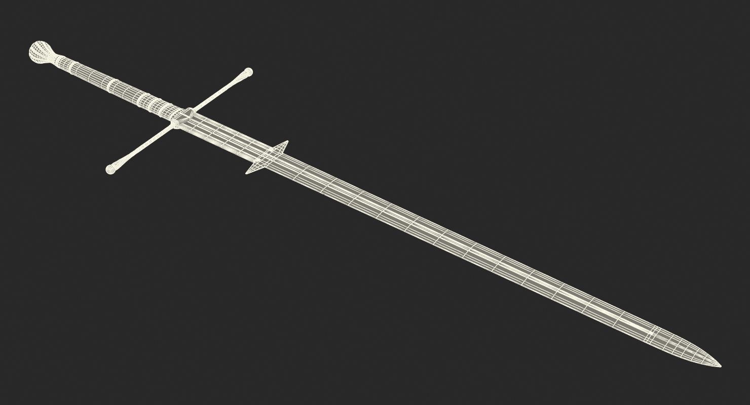 3D Medieval Double Edged Two Handed Sword model