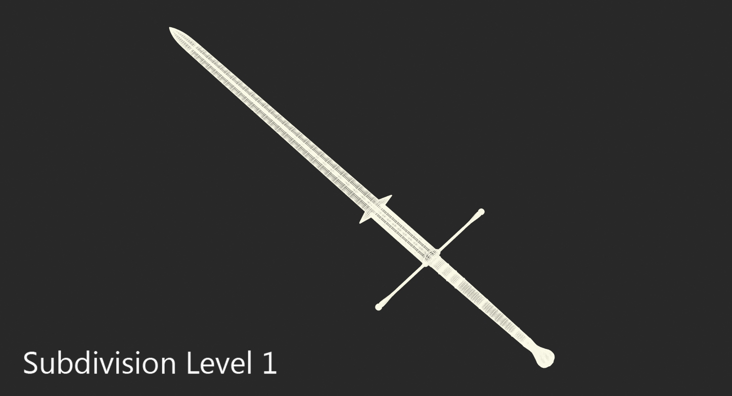 3D Medieval Double Edged Two Handed Sword model