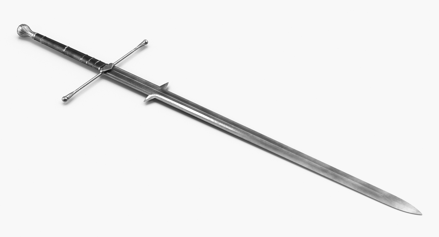 3D Medieval Double Edged Two Handed Sword model