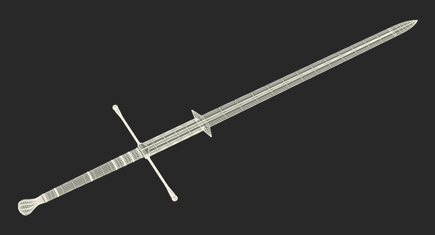 3D Medieval Double Edged Two Handed Sword model