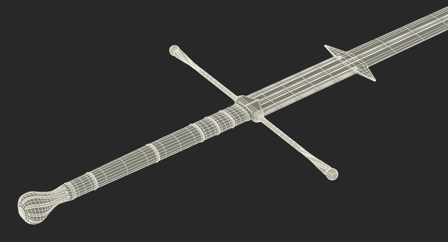3D Medieval Double Edged Two Handed Sword model